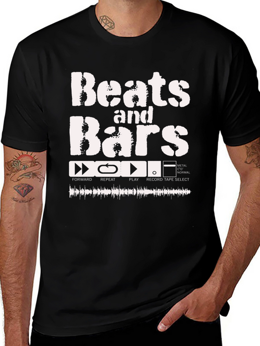 Beats and Bars Music Tee - Retro Cassette Player Design
