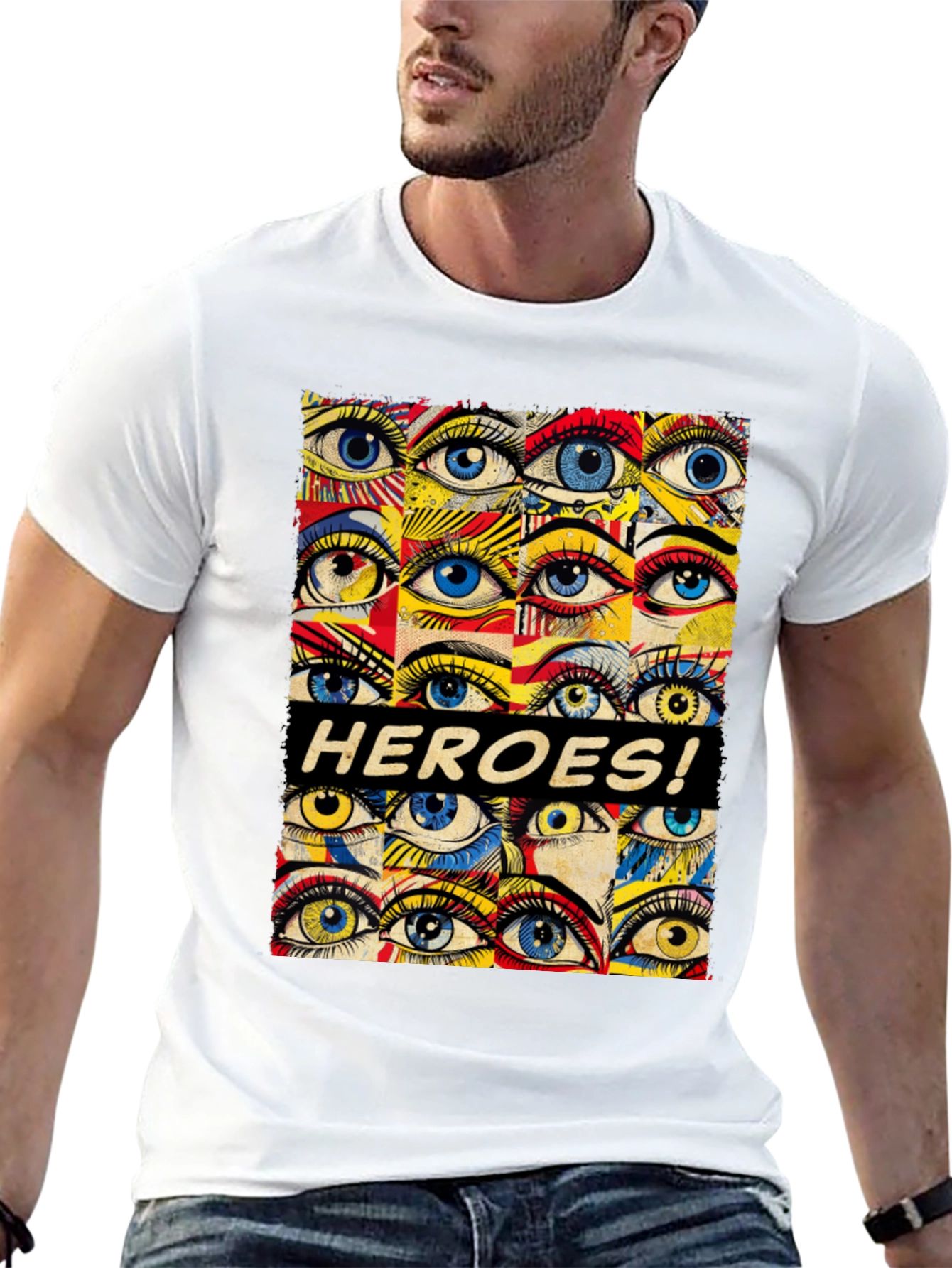HEROES! Graphic Print Crew Neck T-Shirt