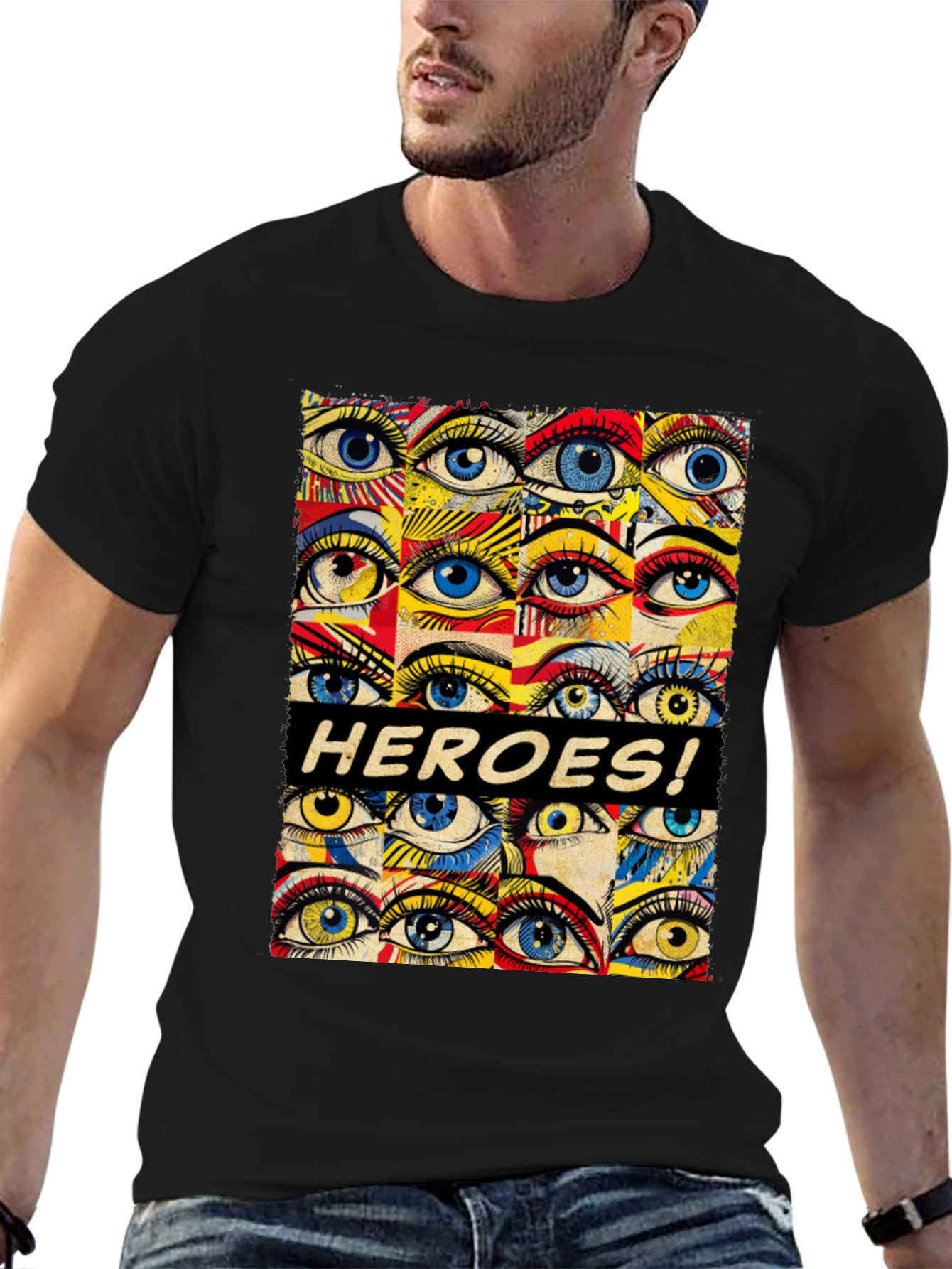 HEROES! Graphic Print Crew Neck T-Shirt
