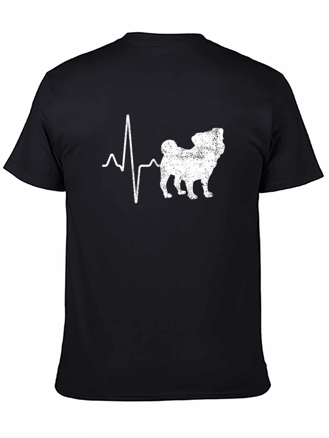 Pug Heartbeat T-Shirt - Black Cotton Tee