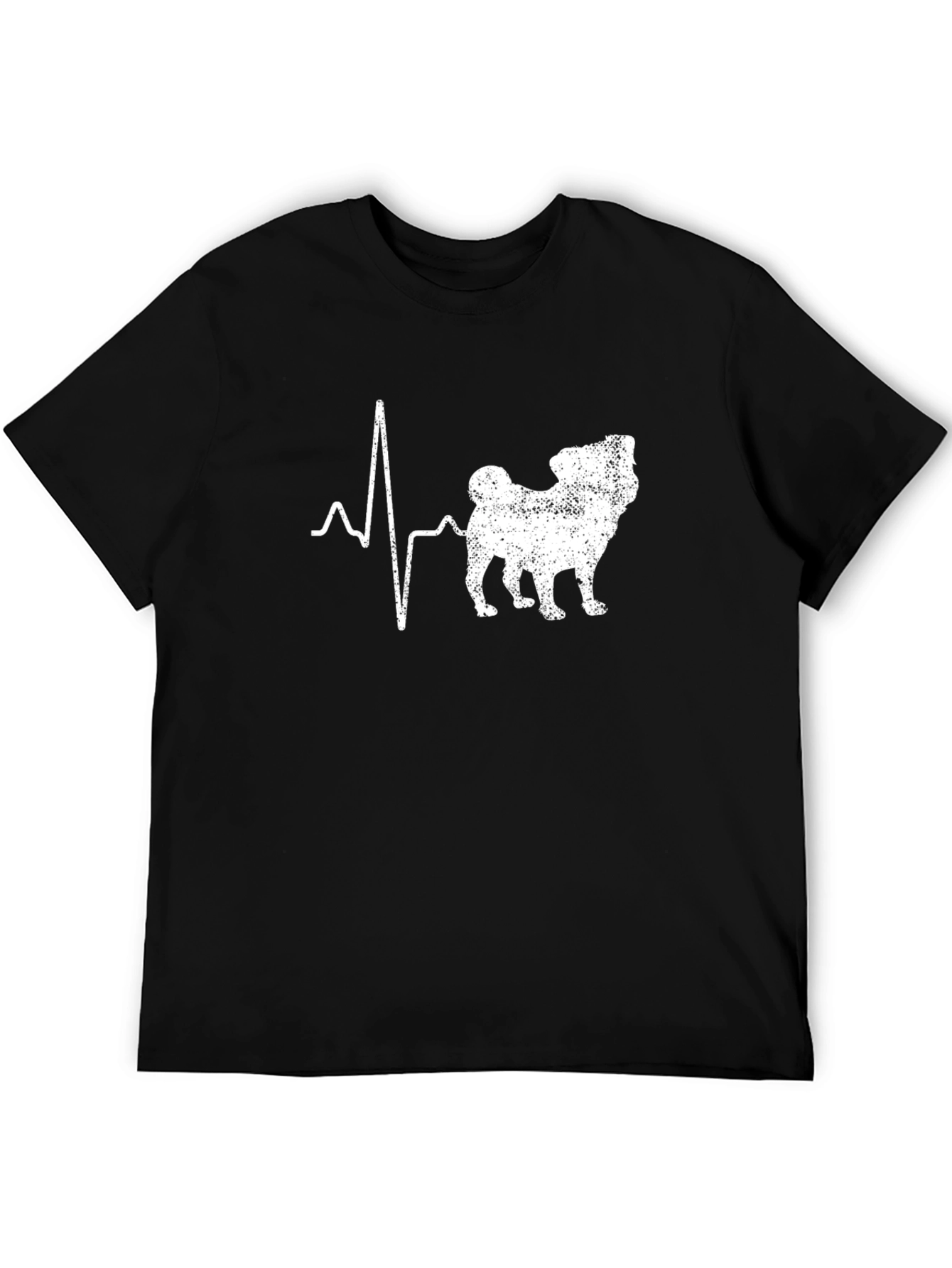 Pug Heartbeat T-Shirt - Black Cotton Tee