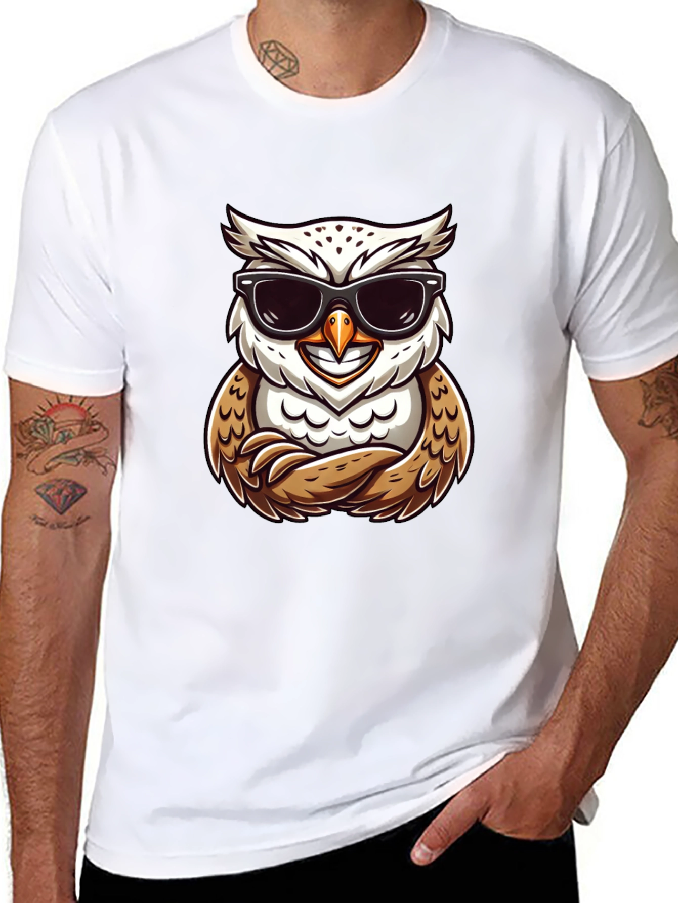 Cool Owl Graphic Tee - Trendy Bird Design