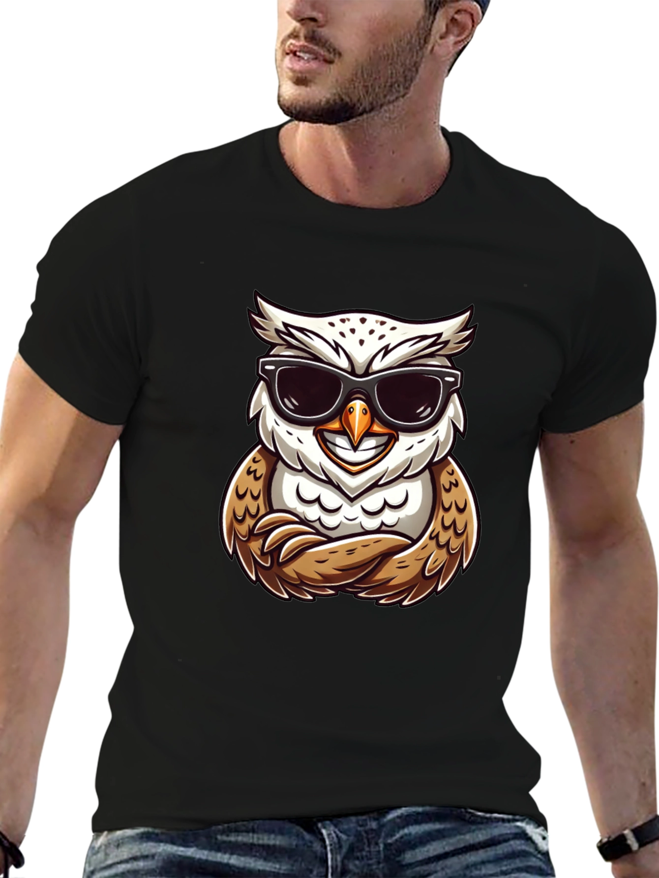 Cool Owl Graphic Tee - Trendy Bird Design