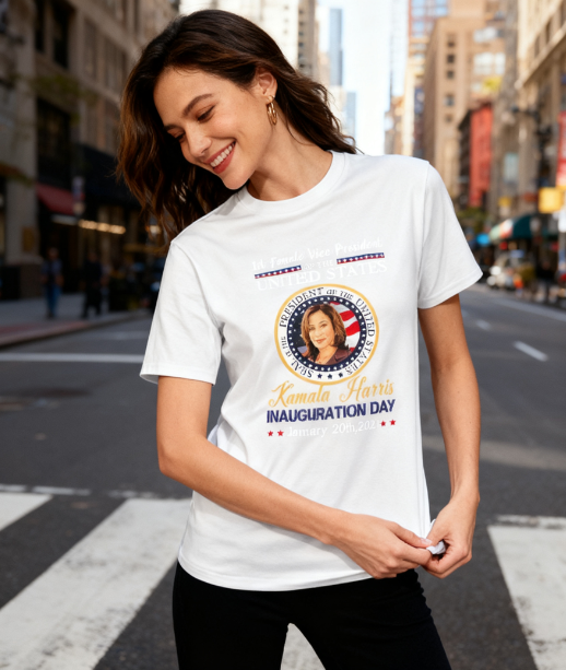Kamala Harris Inauguration Day T-Shirt - 1st Female US Vice President Graphic Tee, 100% Cotton, Versatile for Multiple Occasions