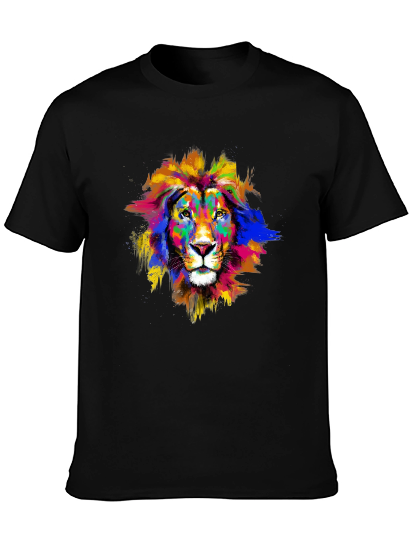Vibrant Lion Graphic Black T-Shirt