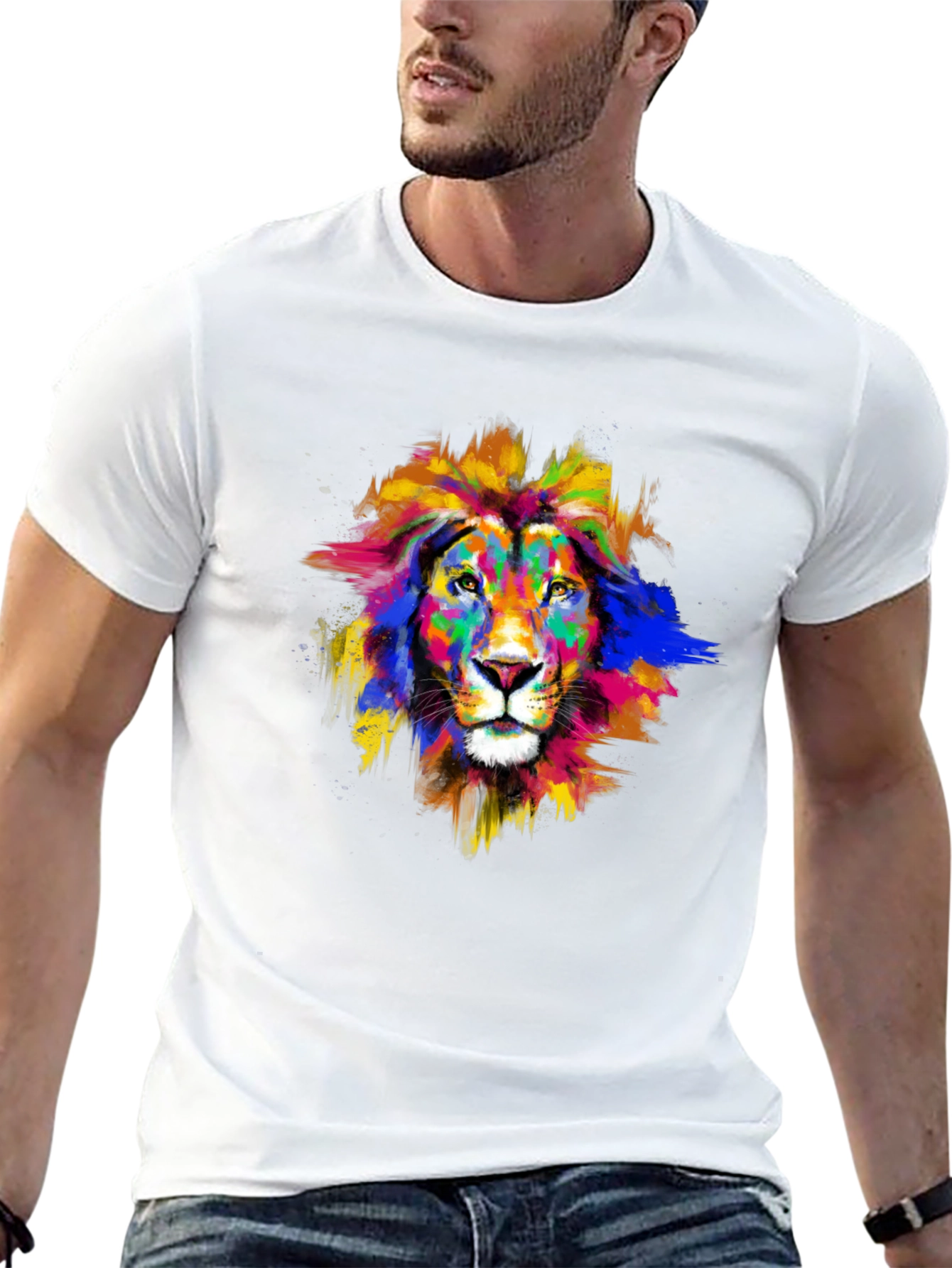 Vibrant Lion Graphic Black T-Shirt