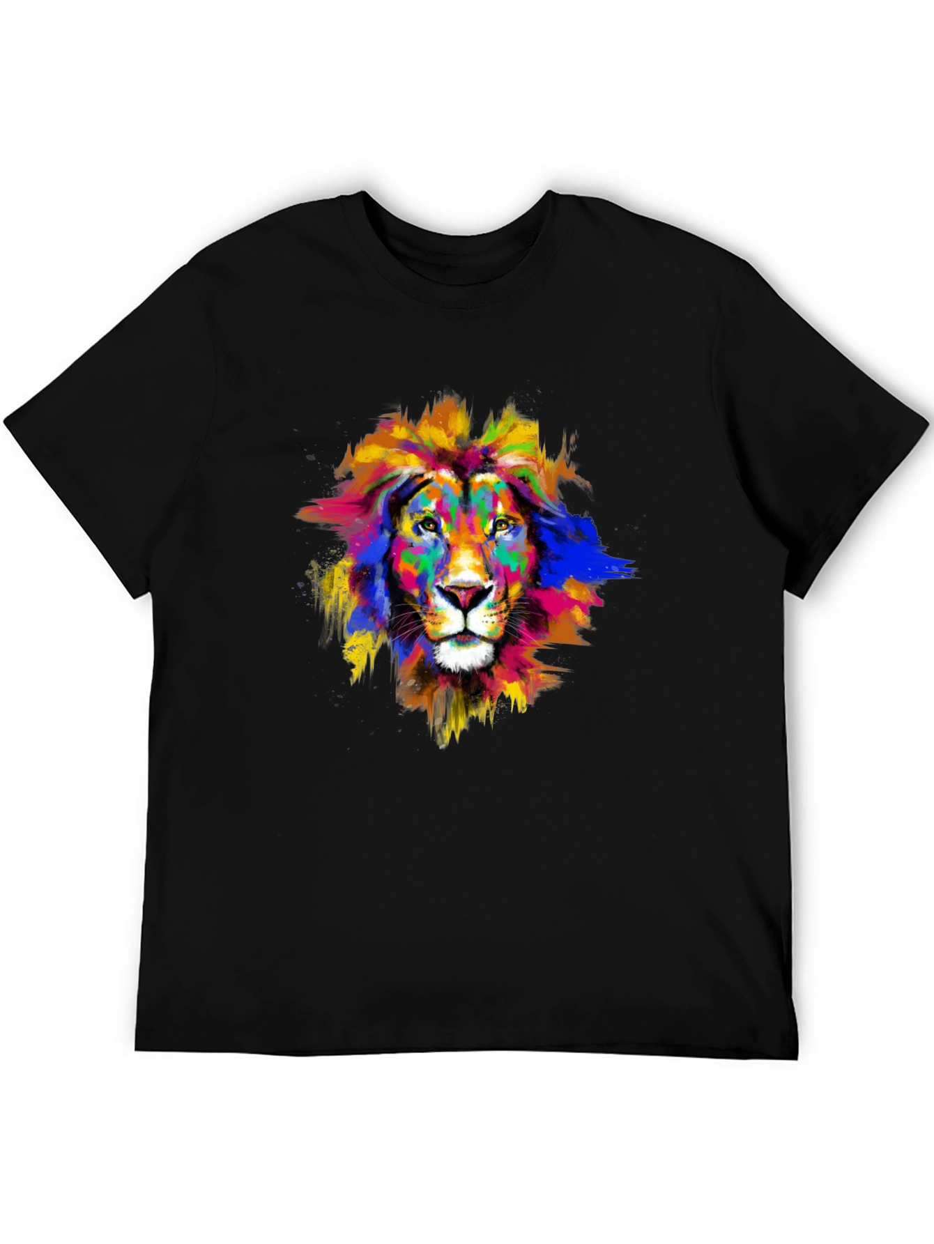 Vibrant Lion Graphic Black T-Shirt