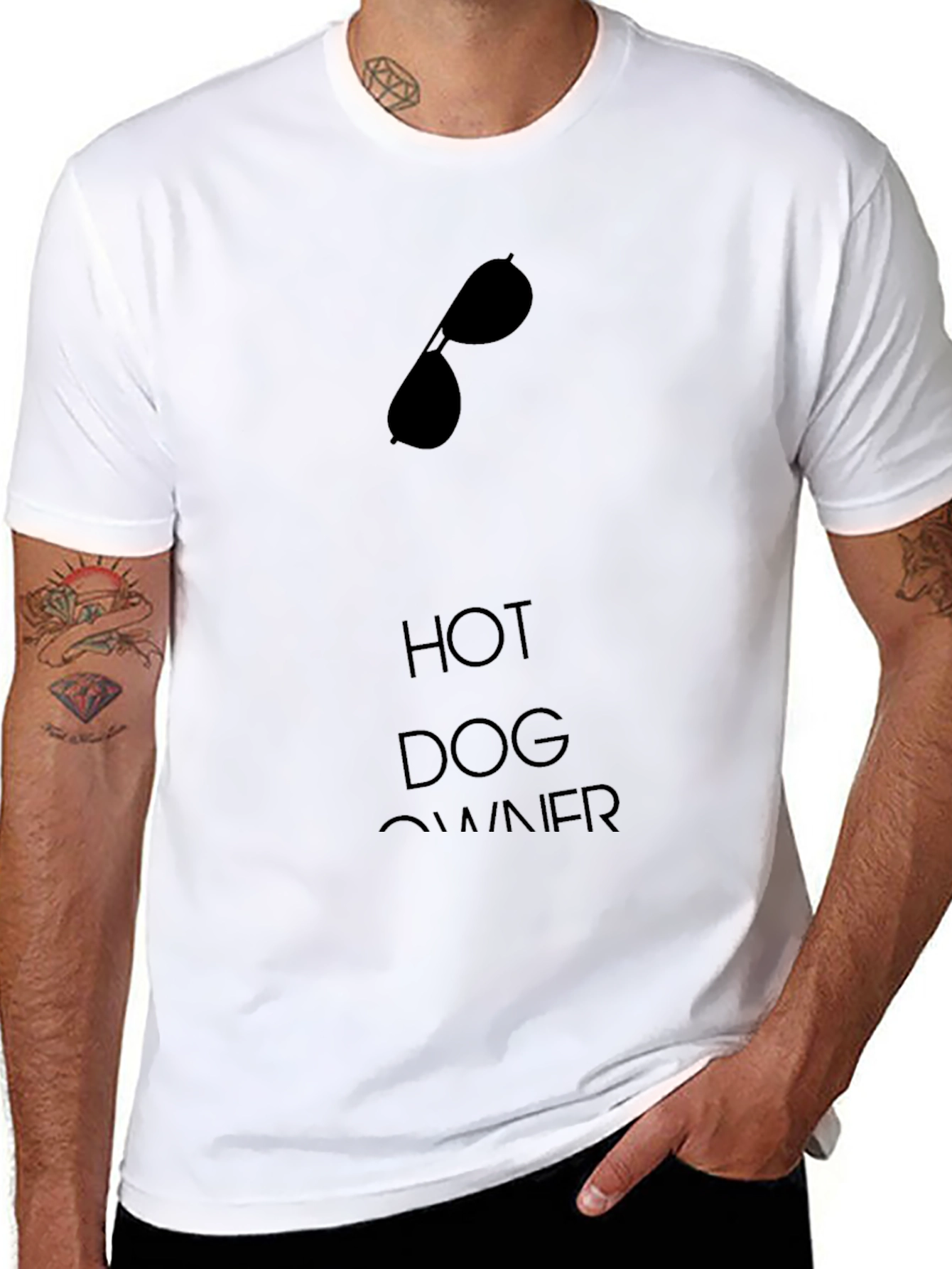 Hot Dog Owner Graphic Tee - Sunglasses Design