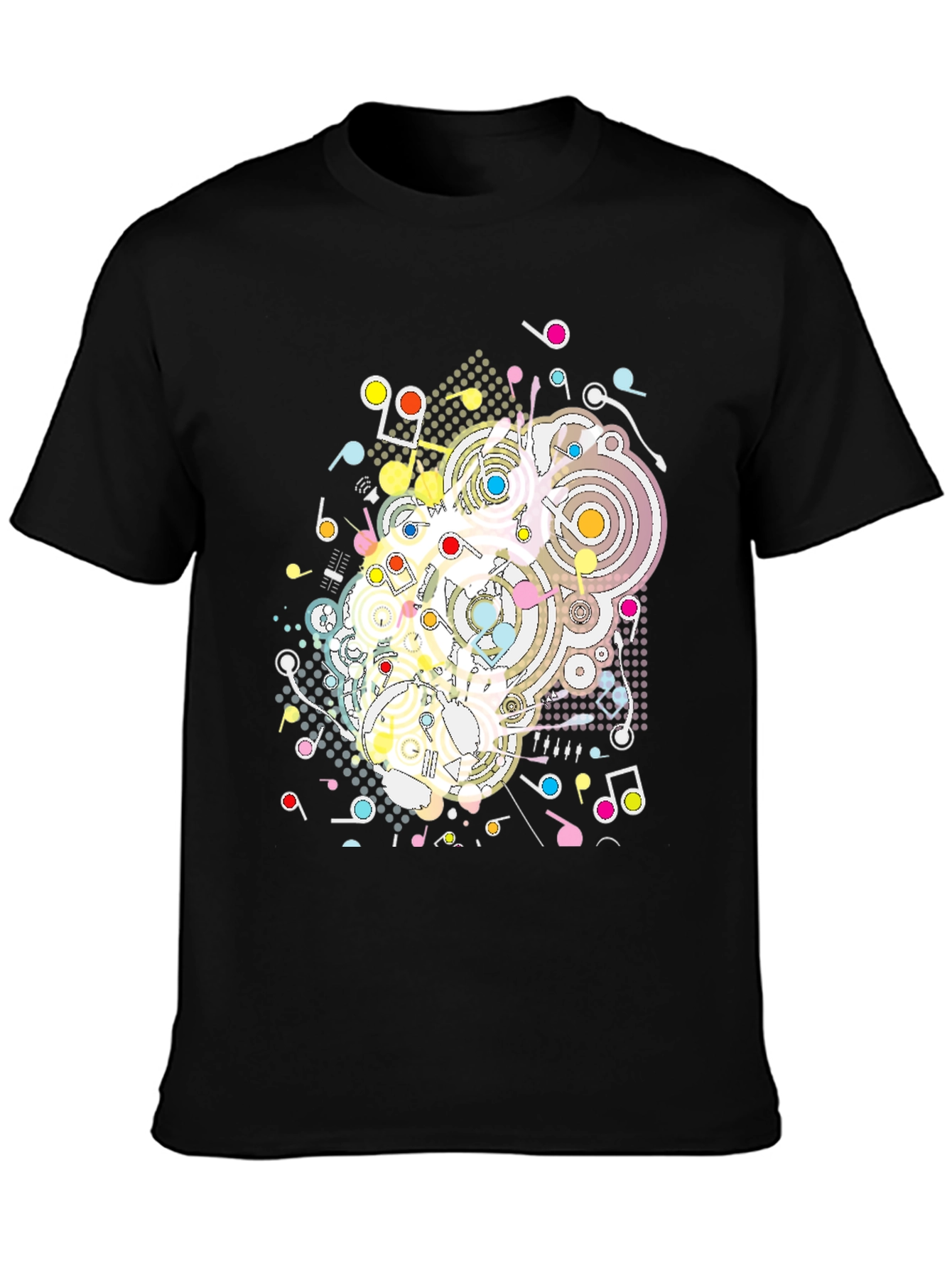 Abstract Music Note Graphic Tee - Modern Black T-Shirt