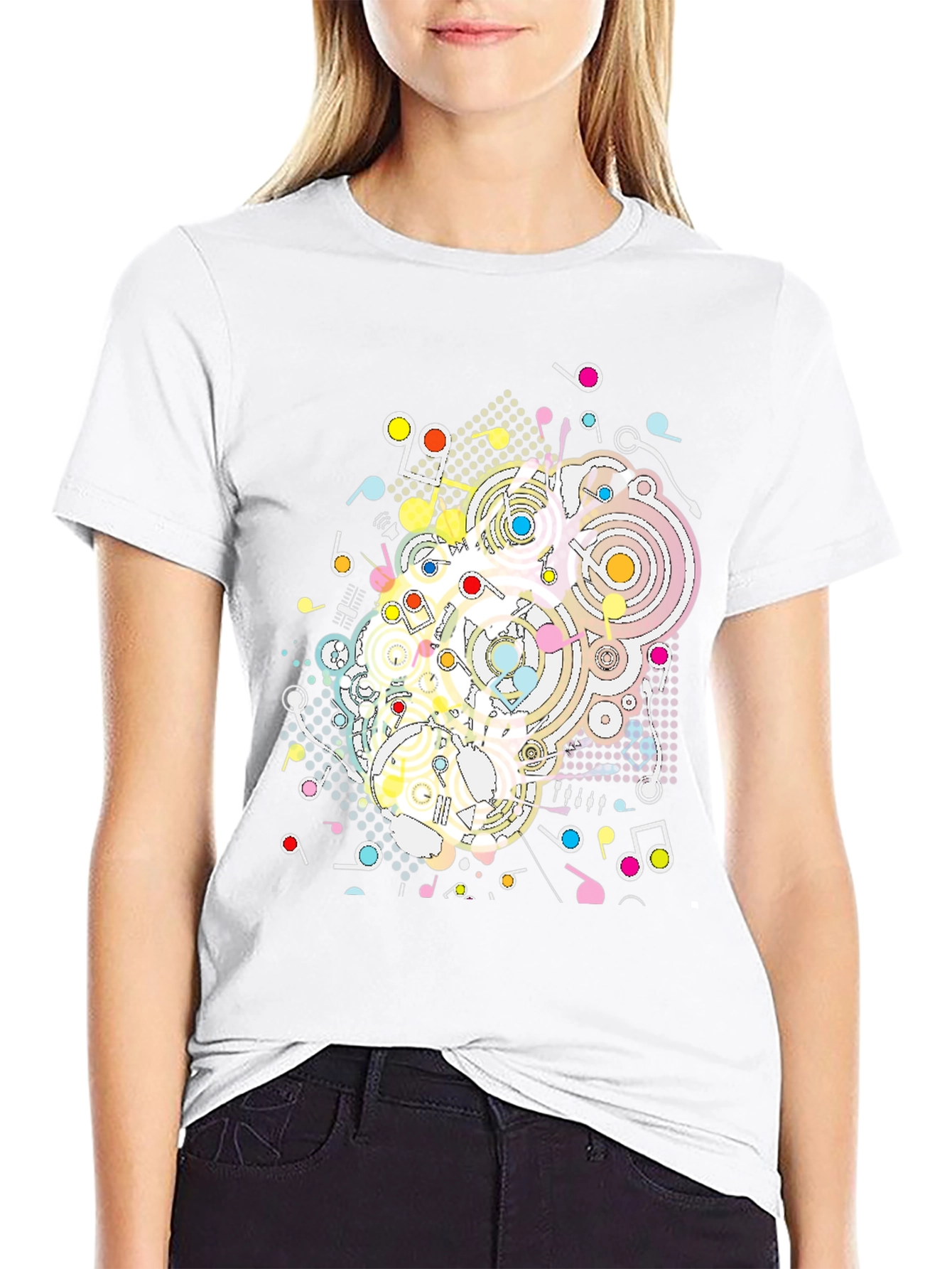 Abstract Music Note Graphic Tee - Modern Black T-Shirt