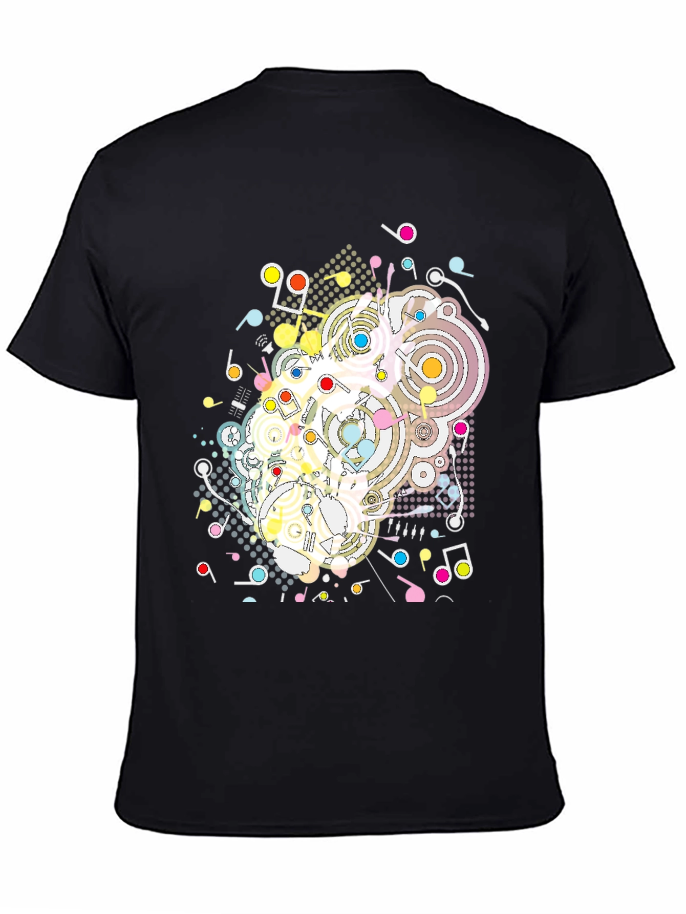 Abstract Music Note Graphic Tee - Modern Black T-Shirt