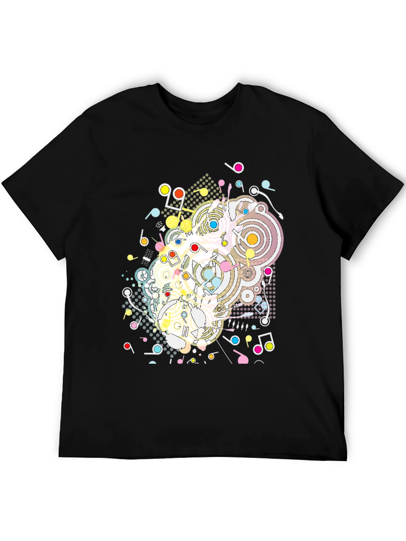 Abstract Music Note Graphic Tee - Modern Black T-Shirt