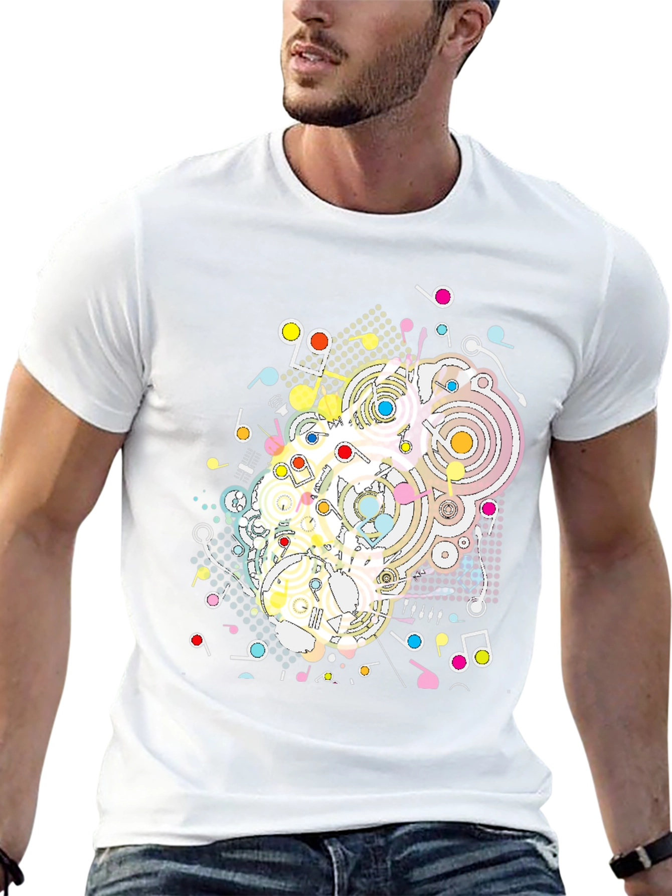 Abstract Music Note Graphic Tee - Modern Black T-Shirt