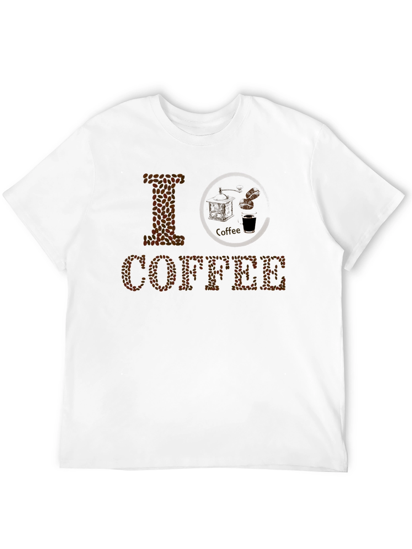 I Love Coffee T-Shirt - Coffee Bean Design