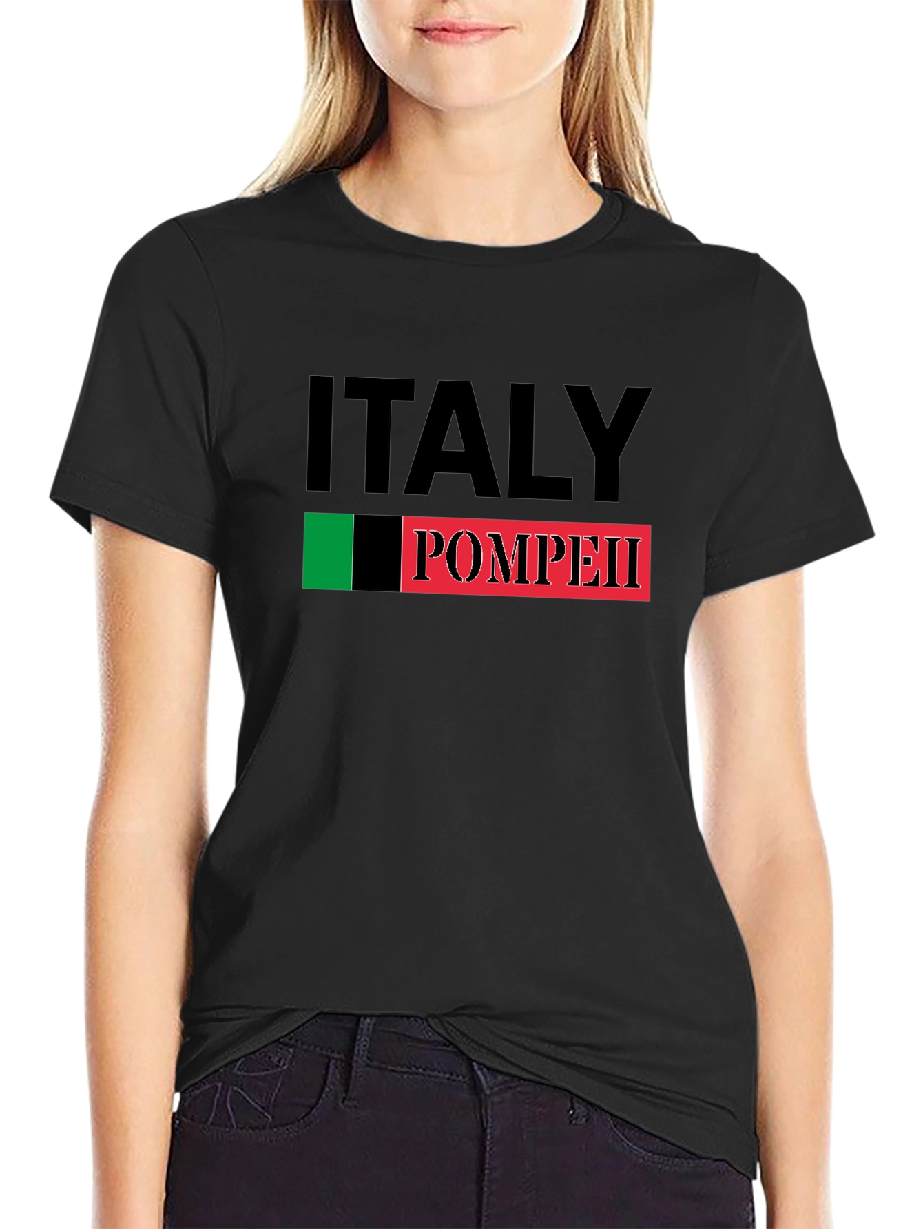 Italy Pompeii Black Graphic T-Shirt