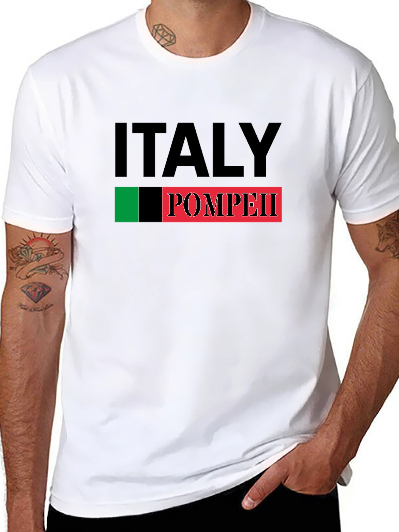 Italy Pompeii Black Graphic T-Shirt