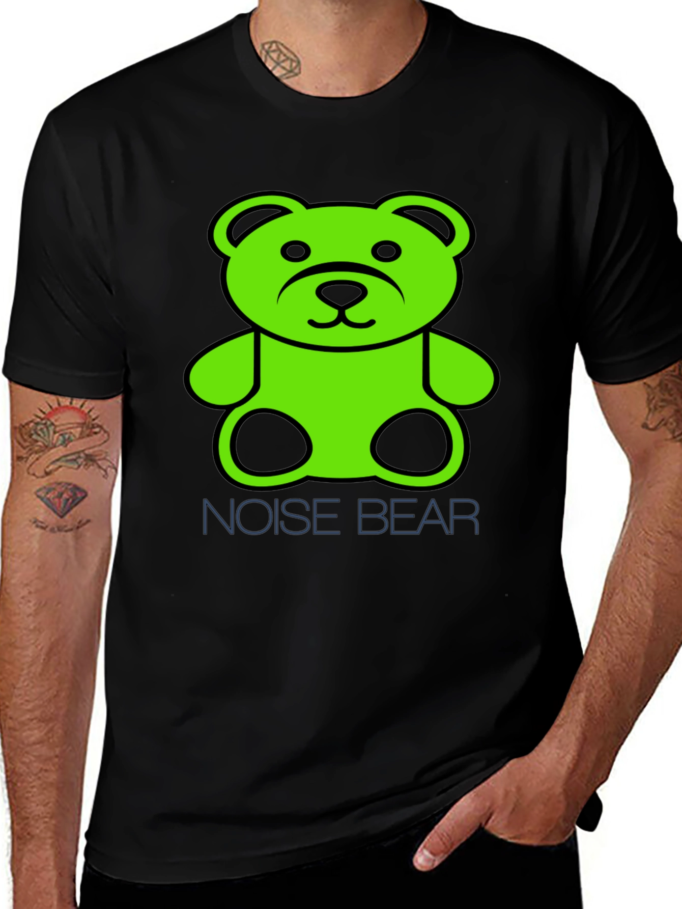 Noise Bear Graphic T-Shirt - Black Cotton Tee