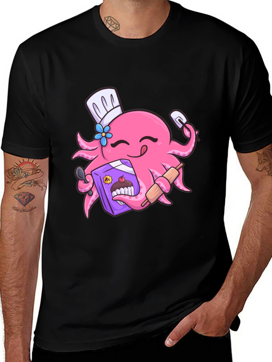 Octopus Baker T-Shirt - Funny Cartoon Graphic Tee