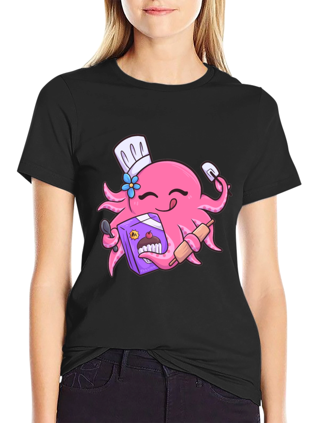 Octopus Baker T-Shirt - Funny Cartoon Graphic Tee