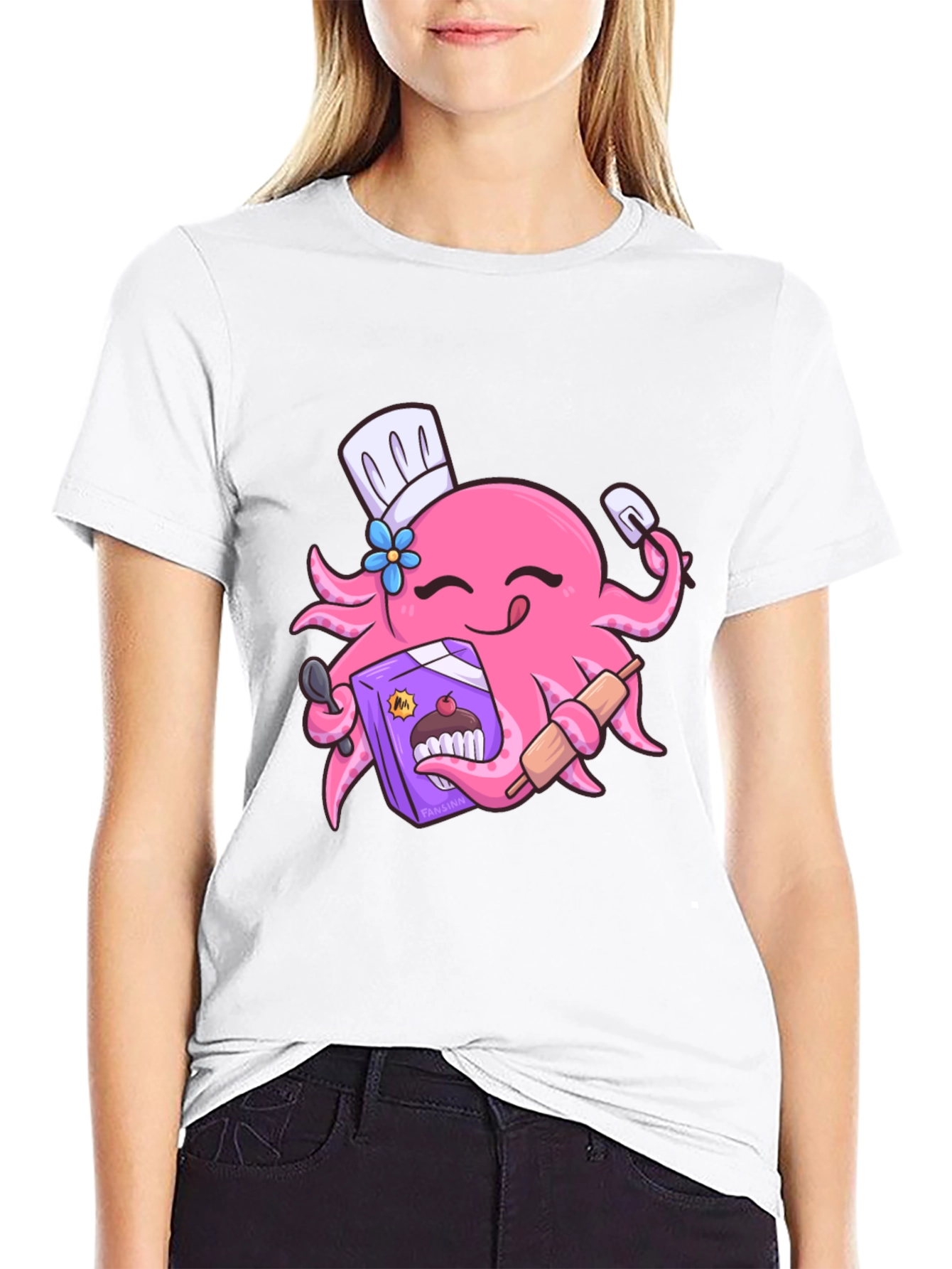 Octopus Baker T-Shirt - Funny Cartoon Graphic Tee