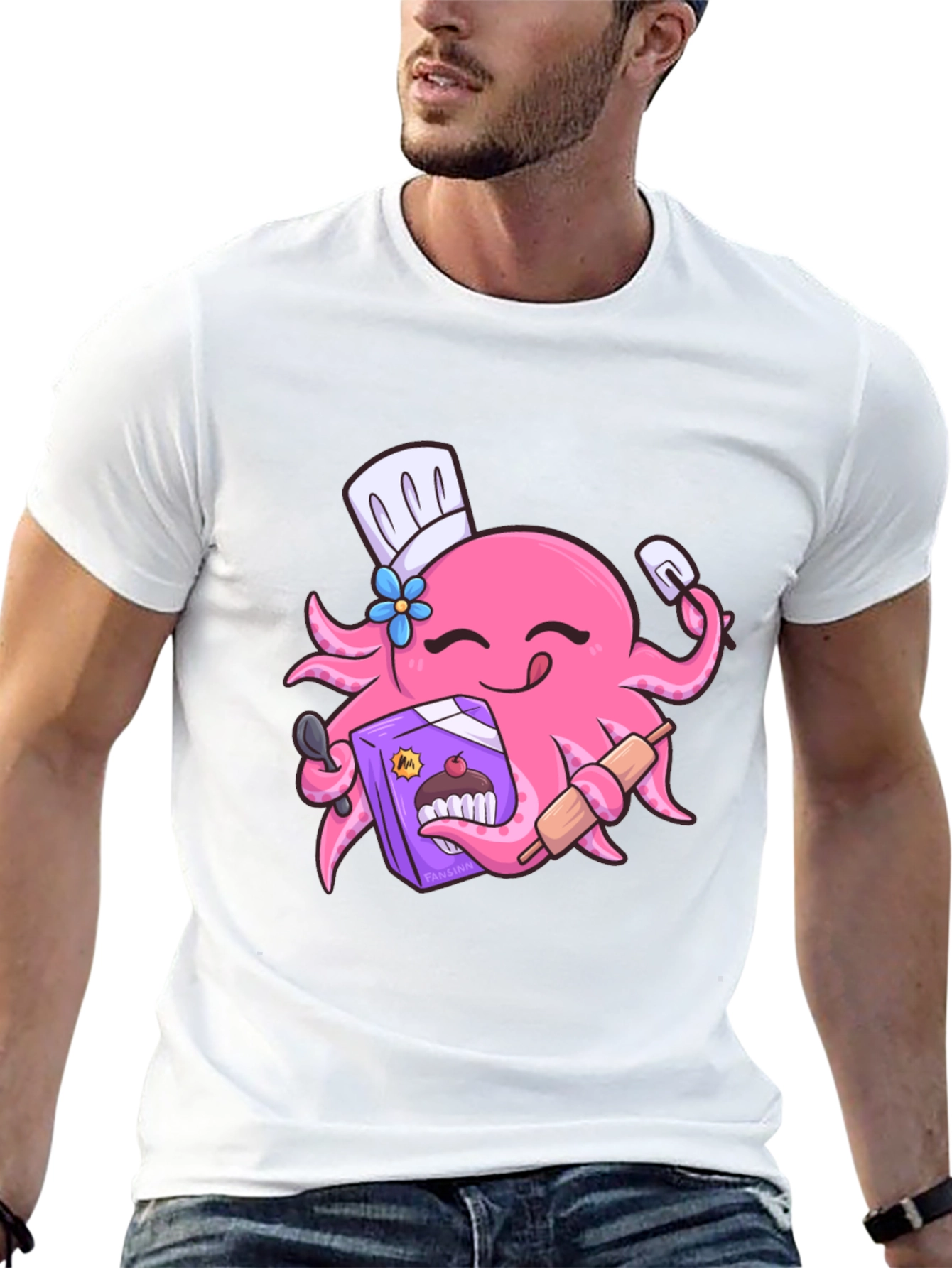Octopus Baker T-Shirt - Funny Cartoon Graphic Tee