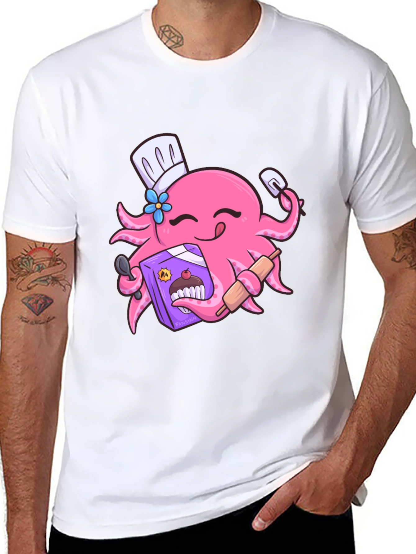 Octopus Baker T-Shirt - Funny Cartoon Graphic Tee