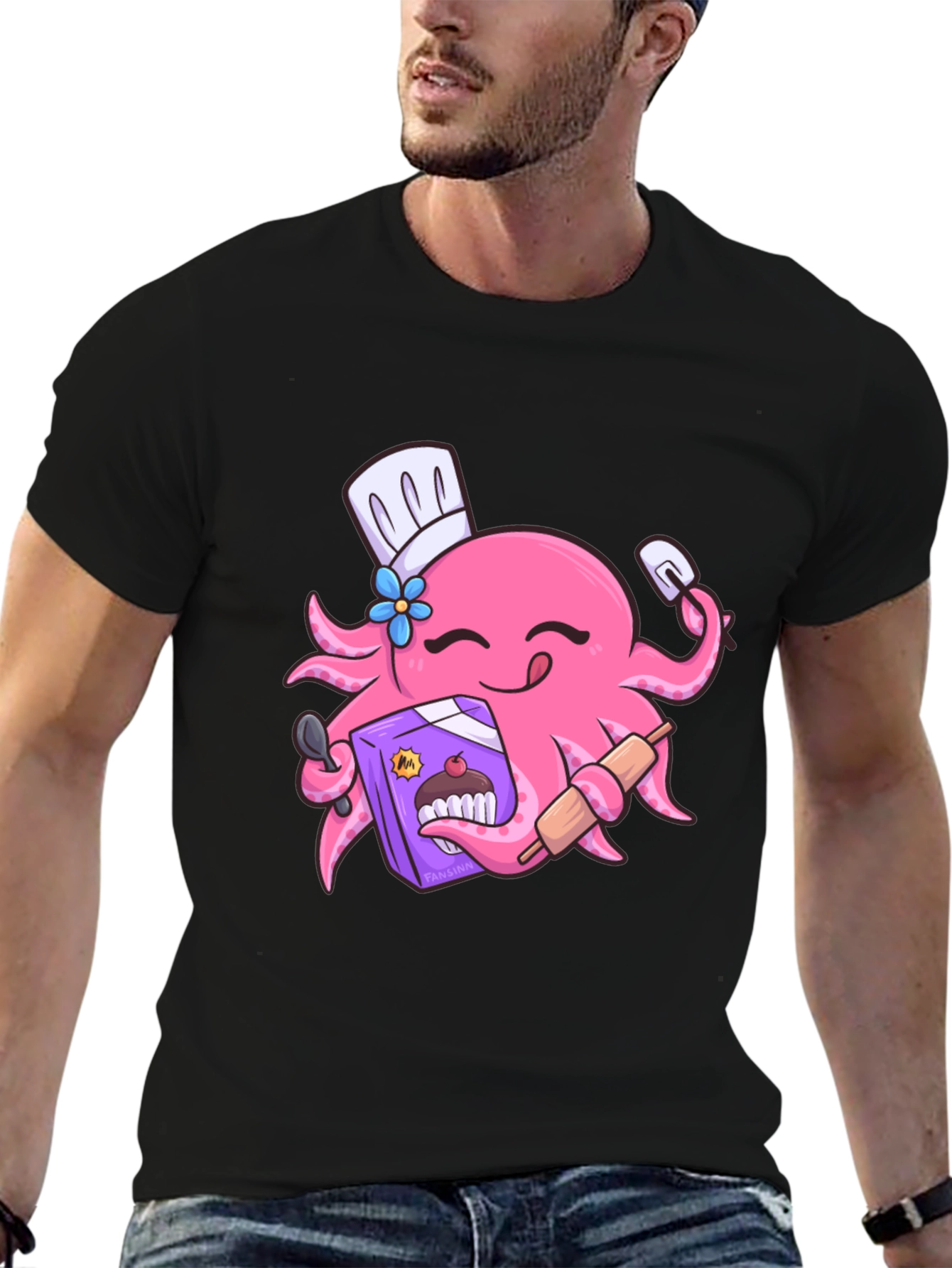 Octopus Baker T-Shirt - Funny Cartoon Graphic Tee