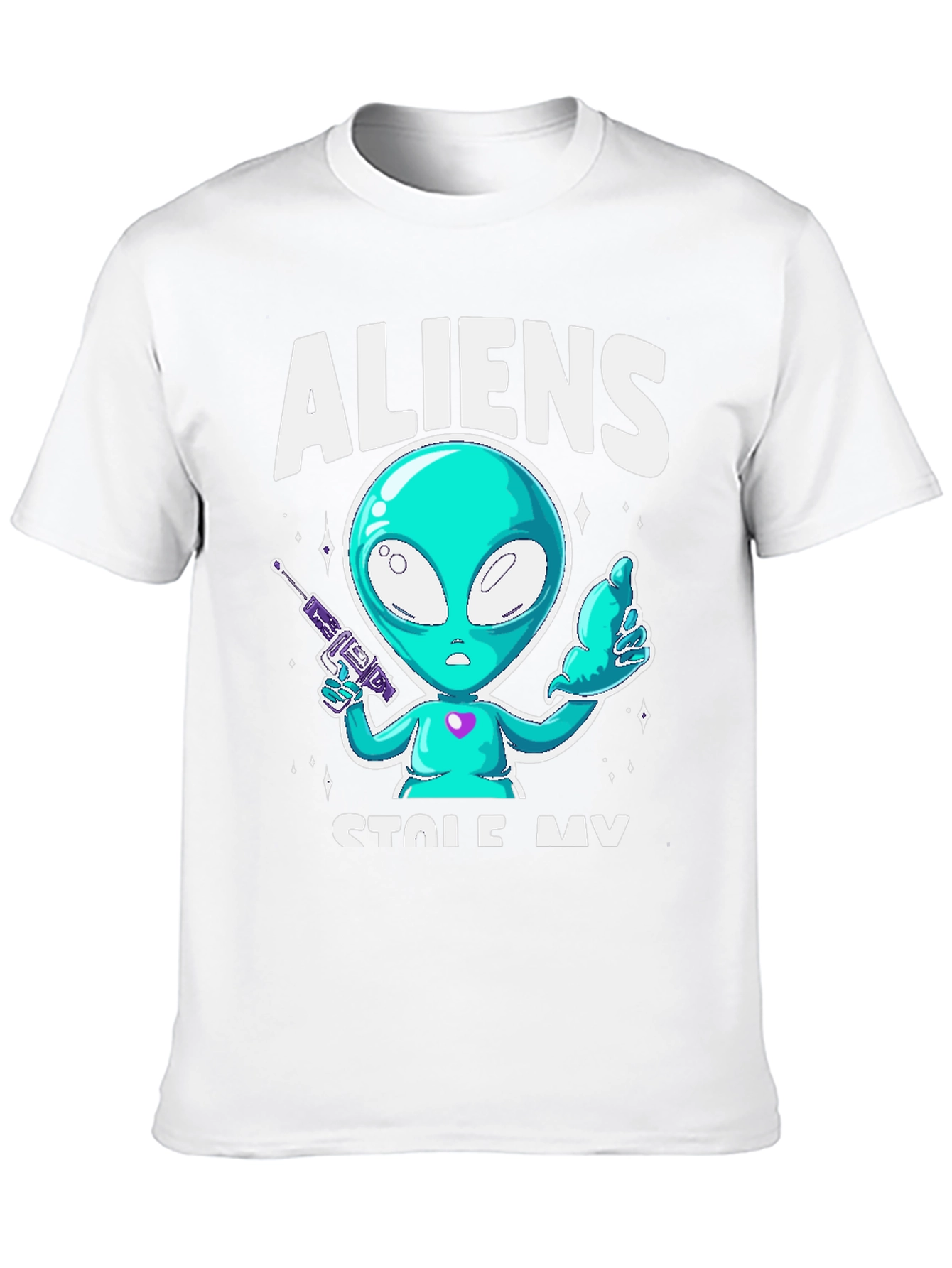 Aliens Stole My Sock T-Shirt - Black Cotton Tee