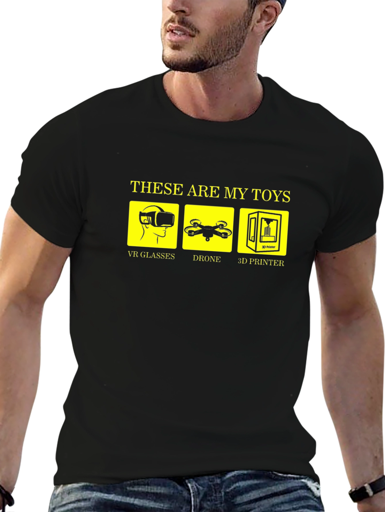 Geeky Gamer T-Shirt: VR Drone 3D Printer Toys