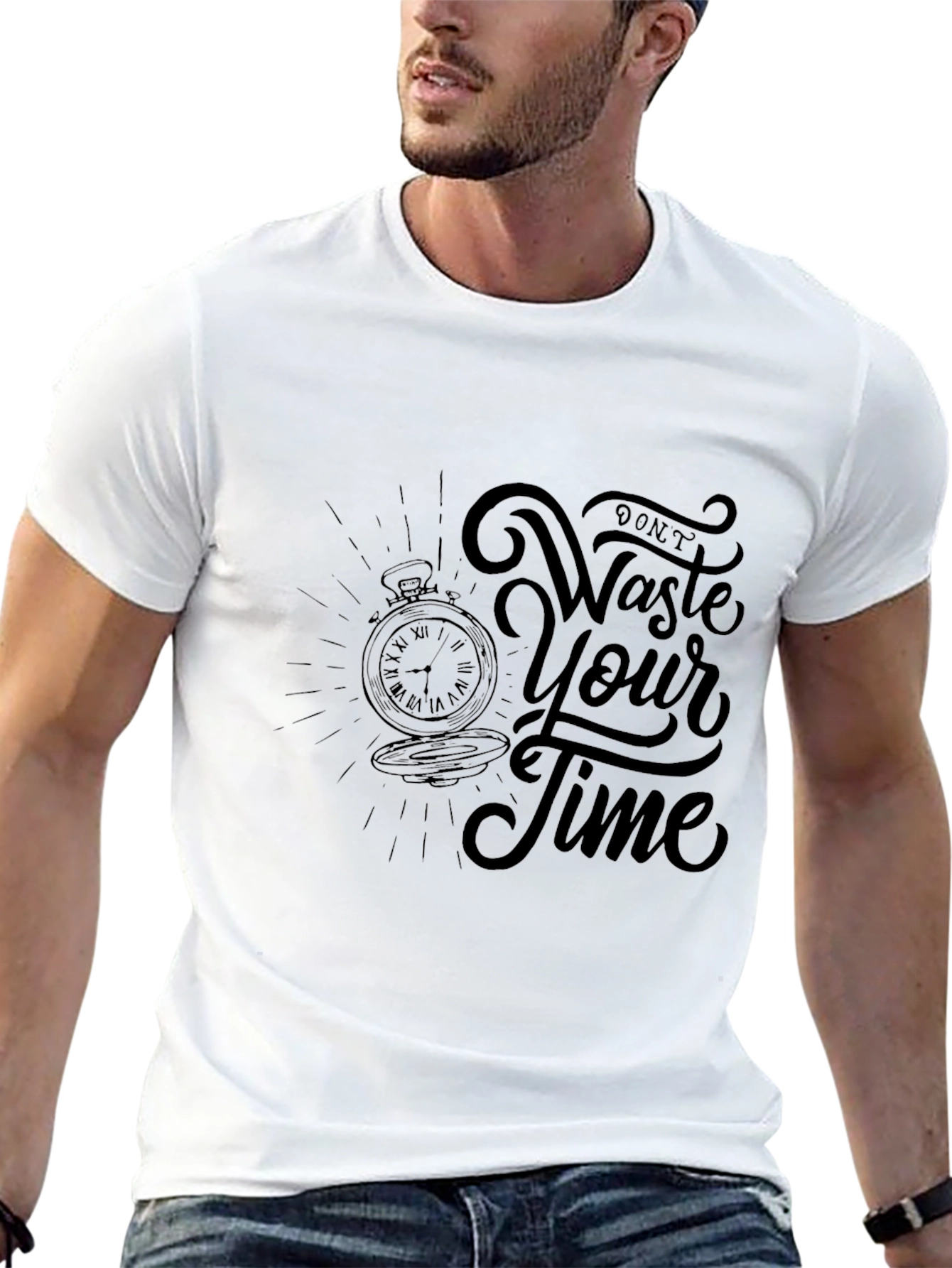 Dont Waste Your Time T-Shirt - Black Graphic Tee