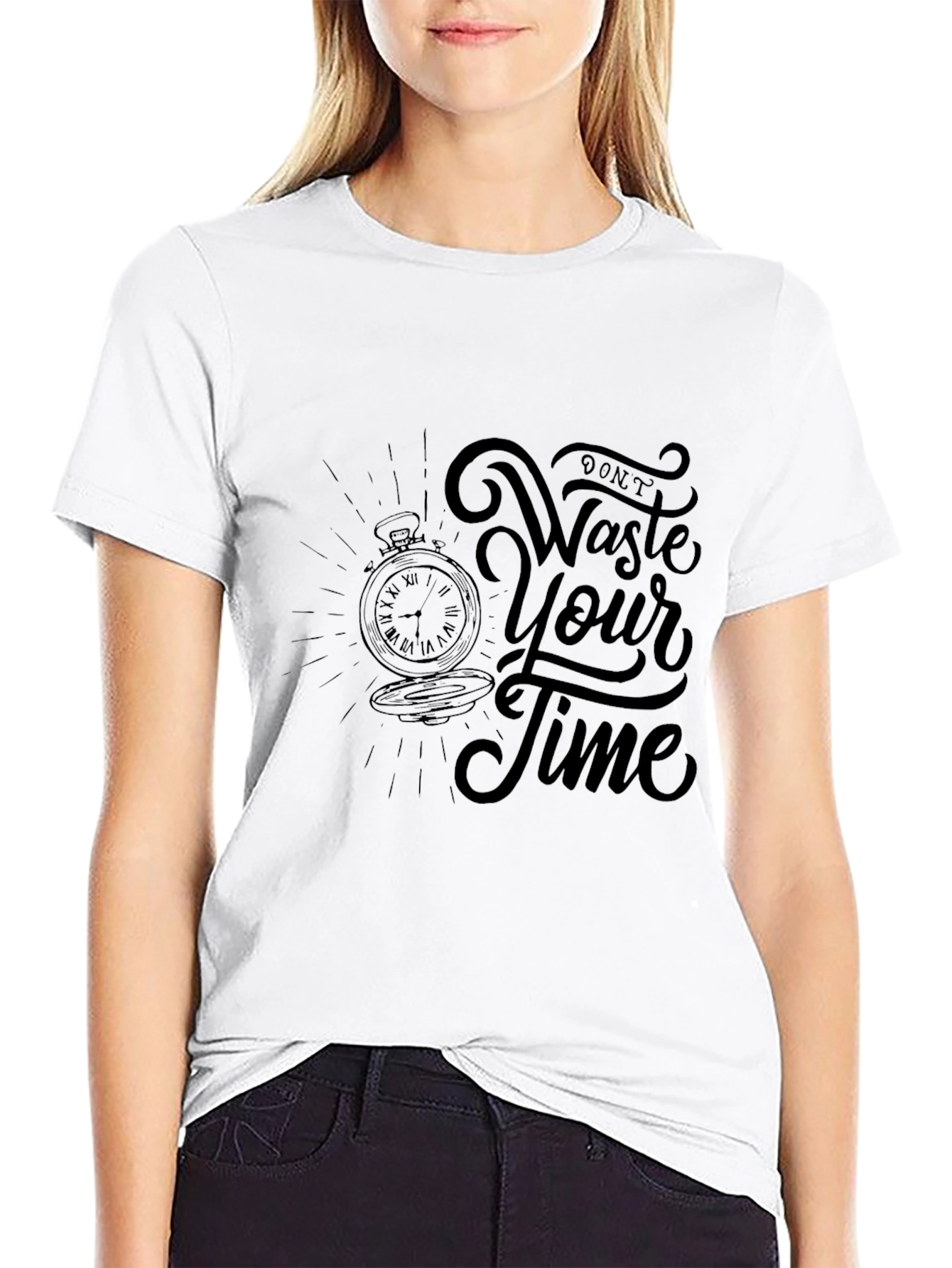 Dont Waste Your Time T-Shirt - Black Graphic Tee