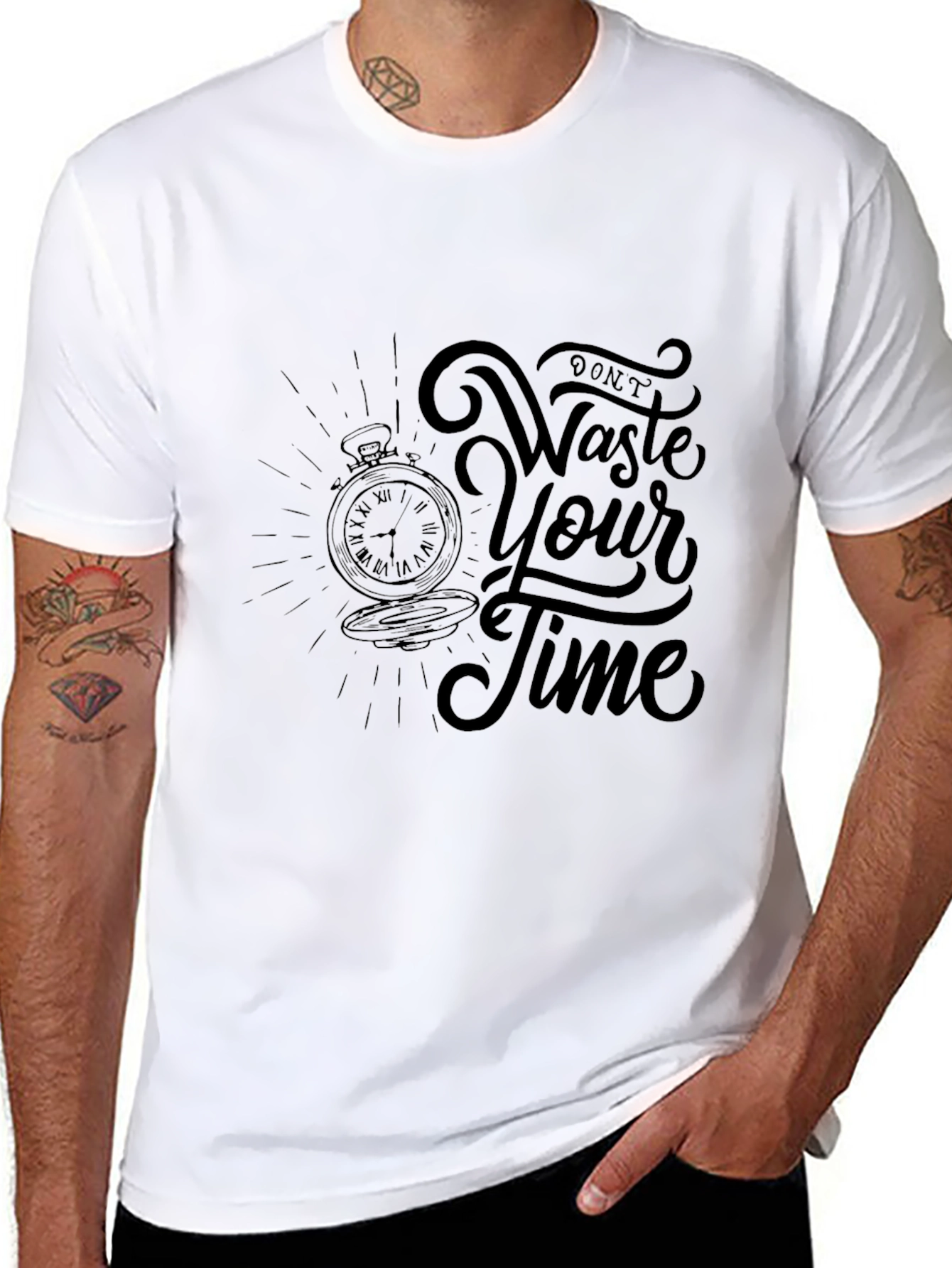 Dont Waste Your Time T-Shirt - Black Graphic Tee