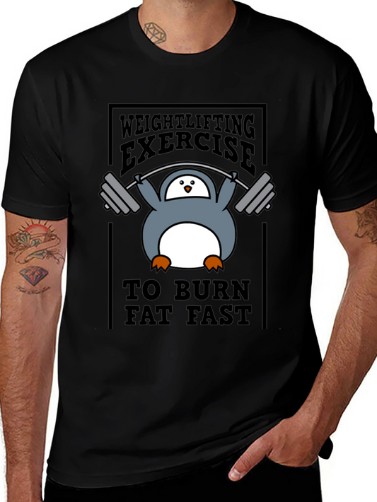 Penguin Weightlifting Exercise Burn Fat T-Shirt