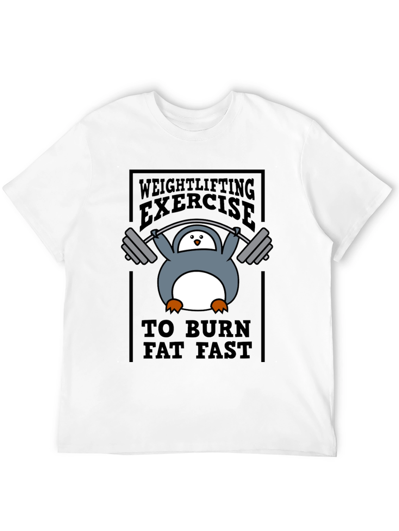Penguin Weightlifting Exercise Burn Fat T-Shirt