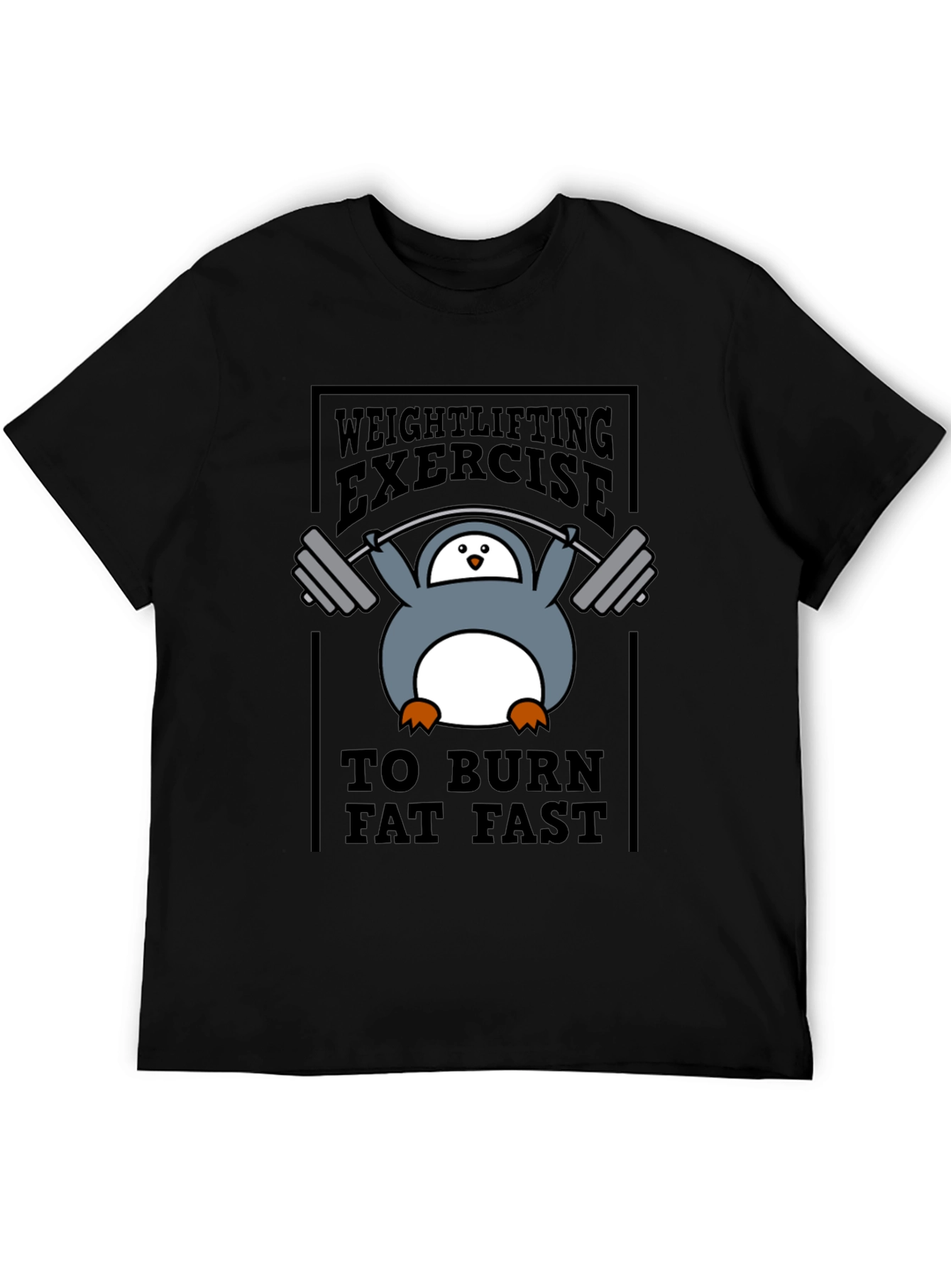 Penguin Weightlifting Exercise Burn Fat T-Shirt
