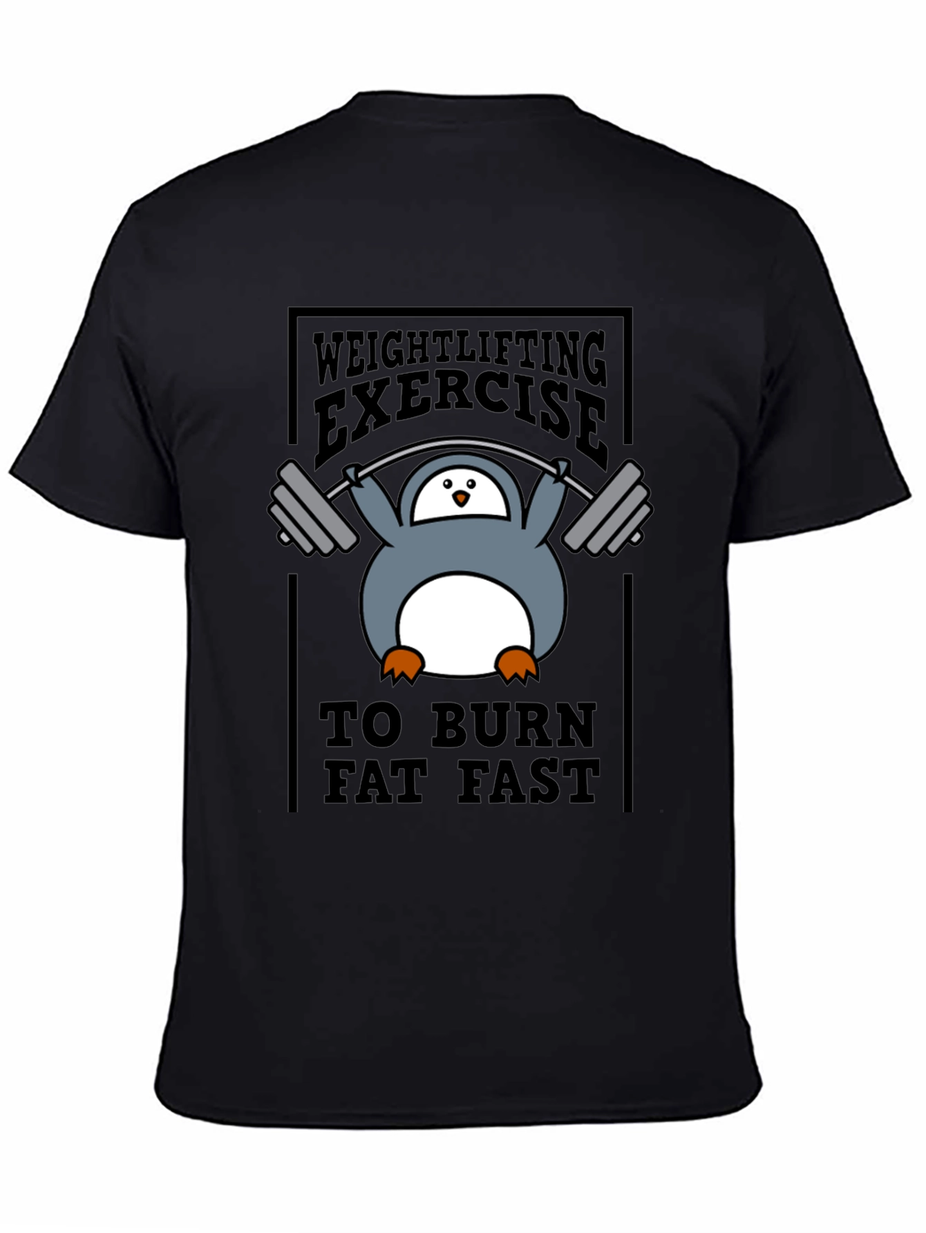 Penguin Weightlifting Exercise Burn Fat T-Shirt