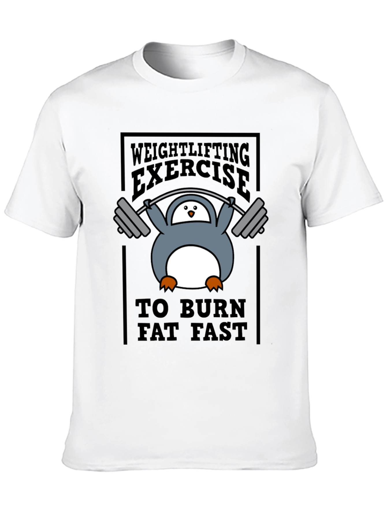Penguin Weightlifting Exercise Burn Fat T-Shirt