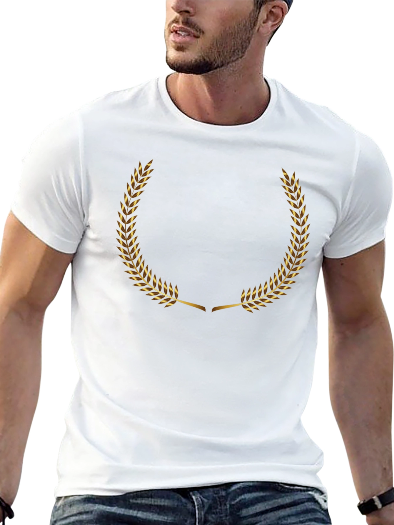 Golden Laurel Wreath Black T-Shirt