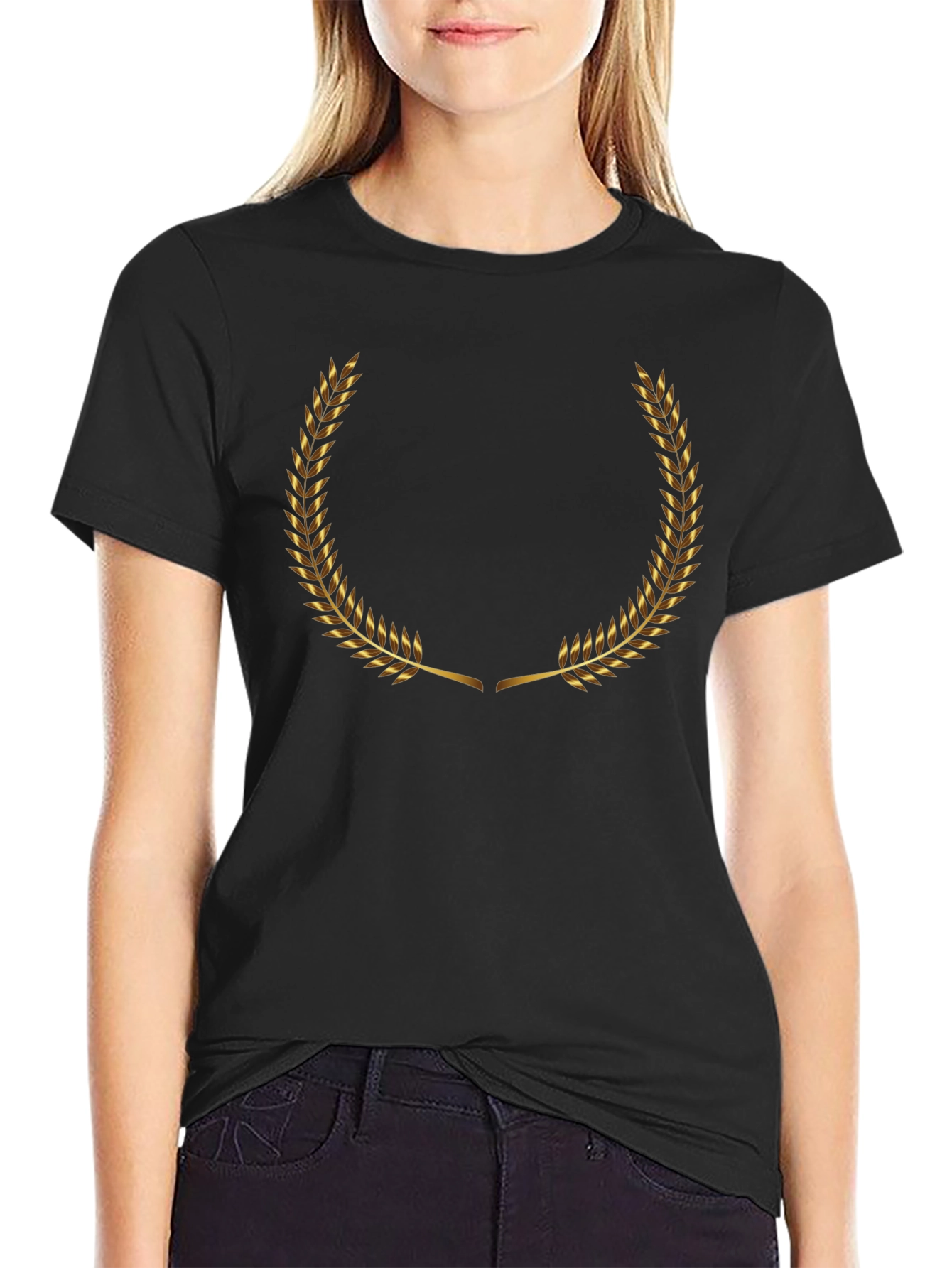 Golden Laurel Wreath Black T-Shirt