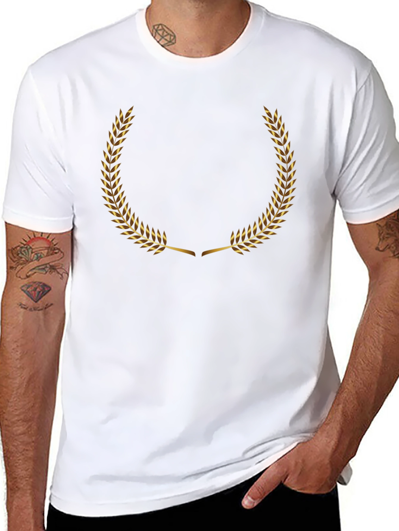 Golden Laurel Wreath Black T-Shirt