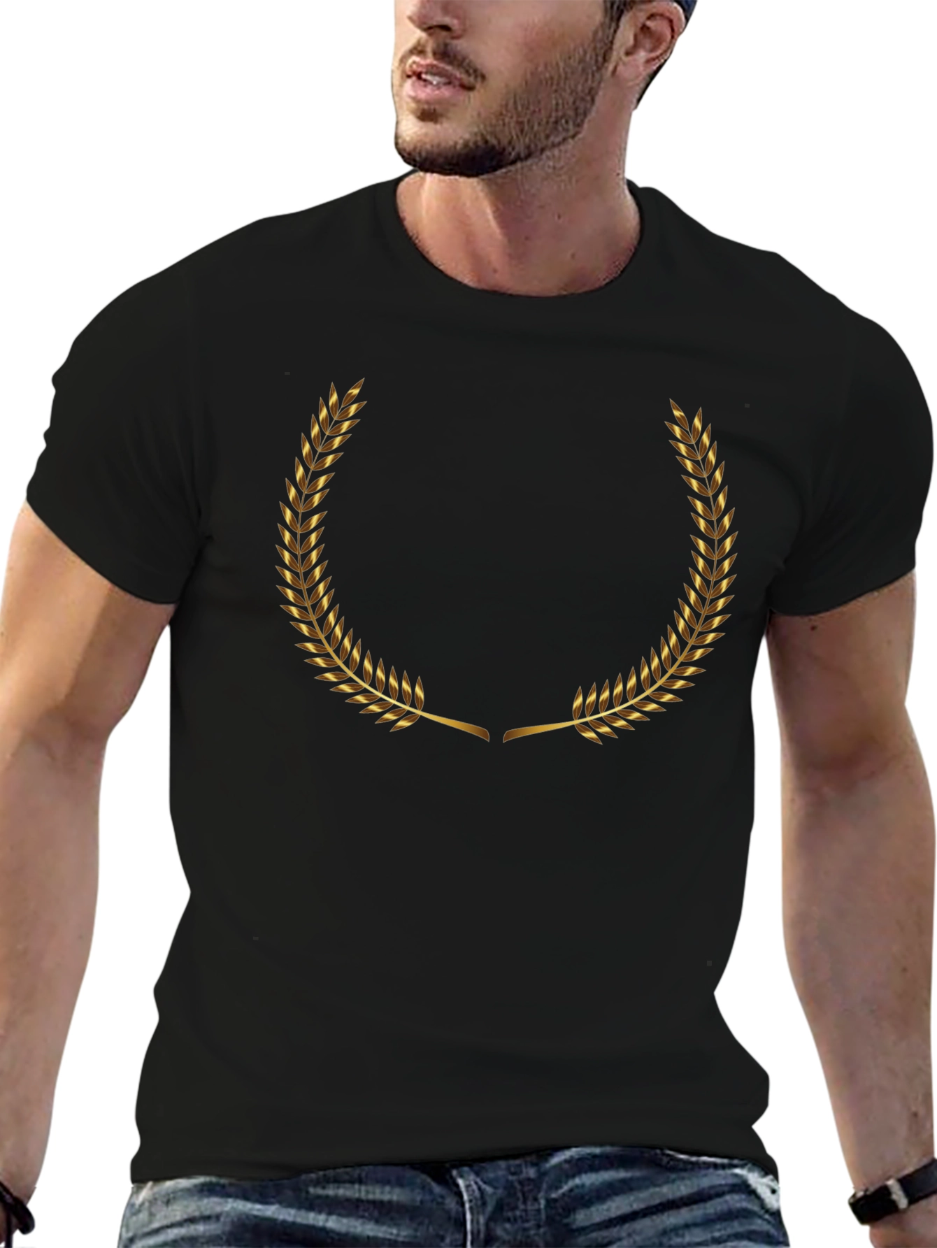 Golden Laurel Wreath Black T-Shirt