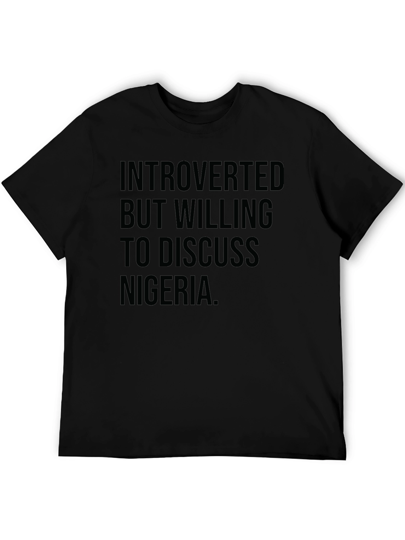 Introverted Nigeria T-Shirt: Black Graphic Tee for Men