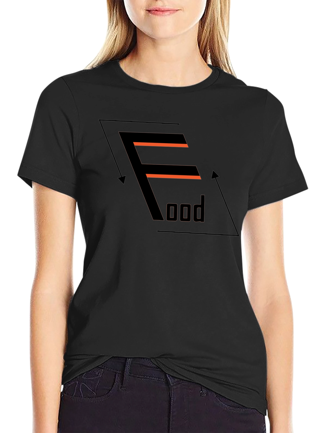 Graphic Print Black T-Shirt - Food Design