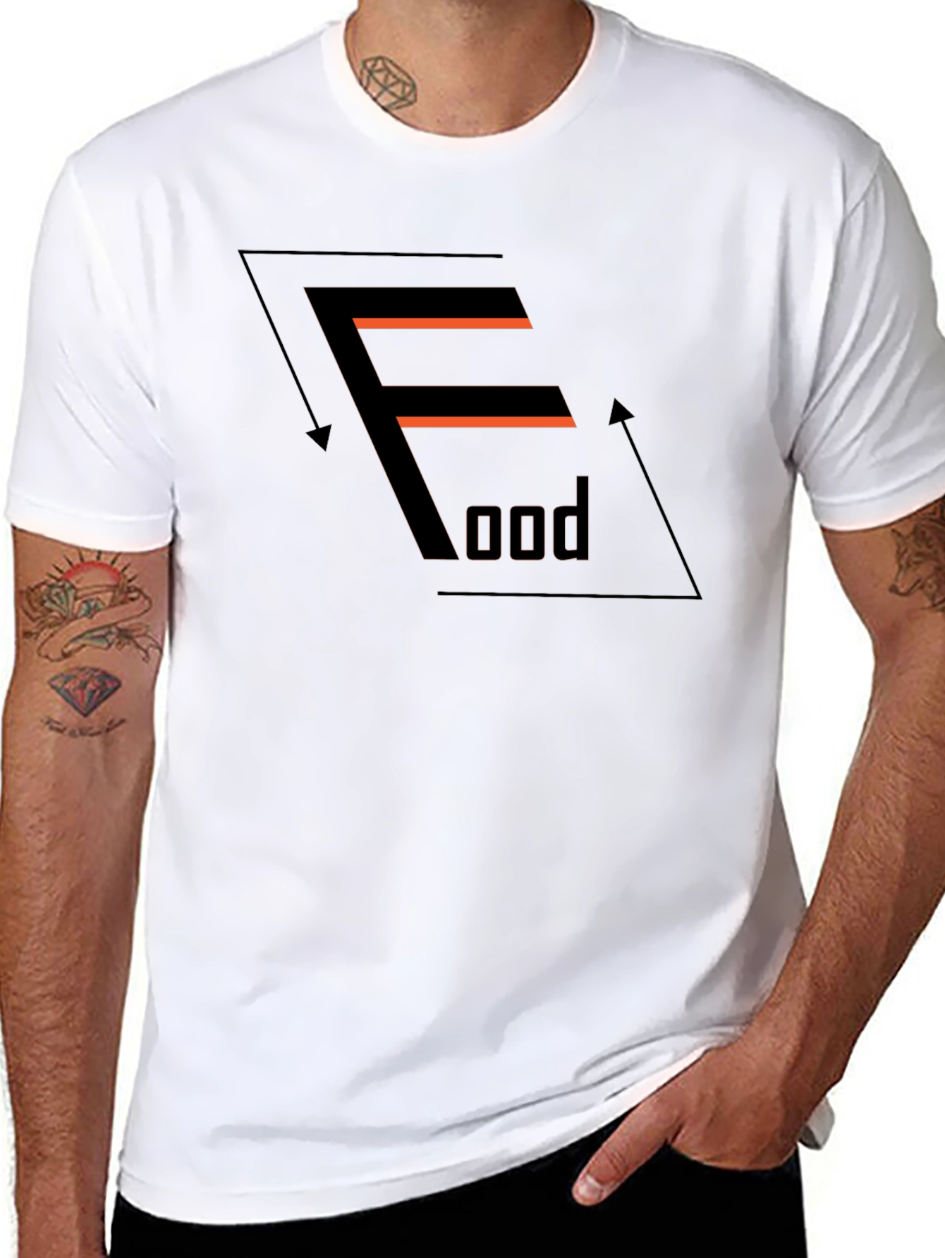 Graphic Print Black T-Shirt - Food Design