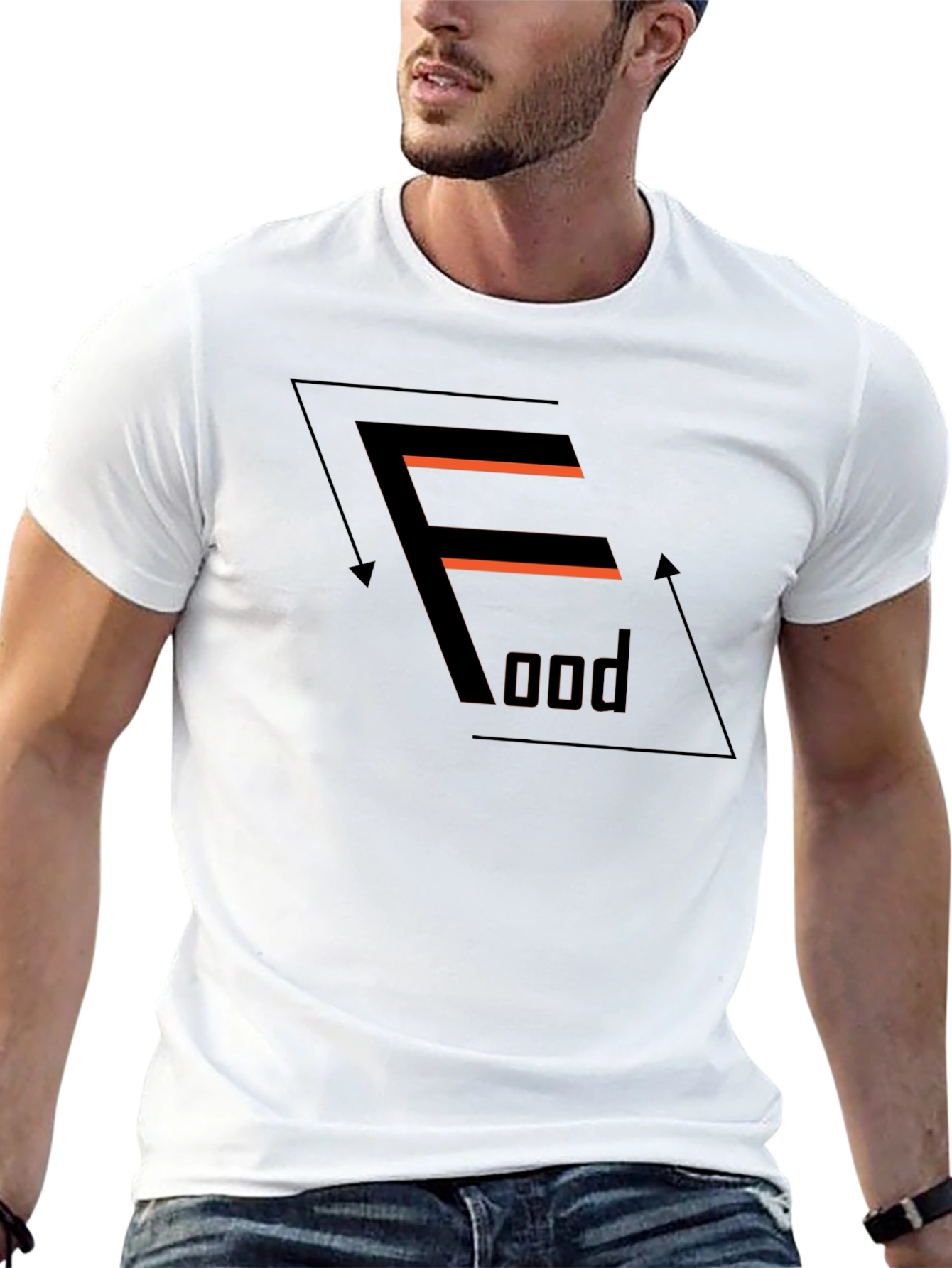 Graphic Print Black T-Shirt - Food Design
