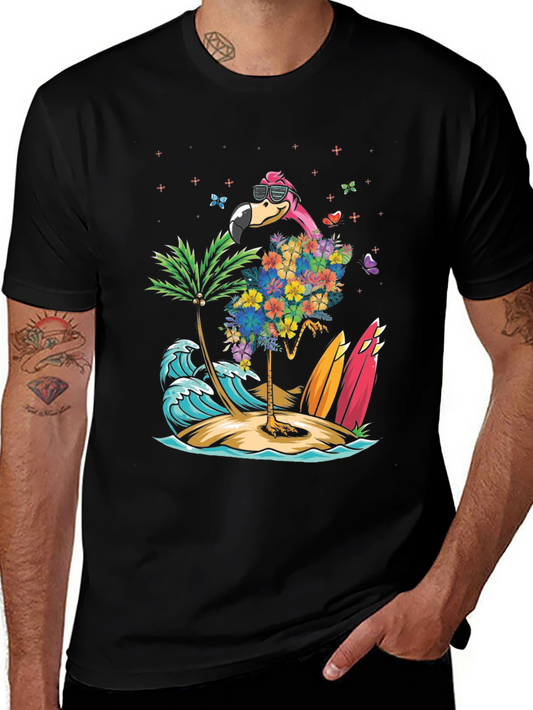 Tropical Flamingo Beach T-Shirt