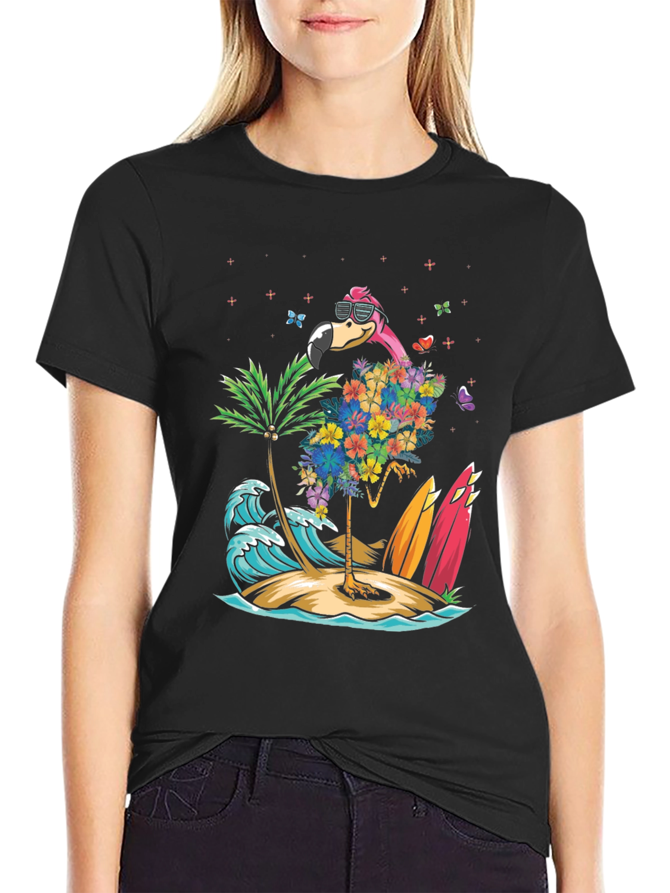 Tropical Flamingo Beach T-Shirt
