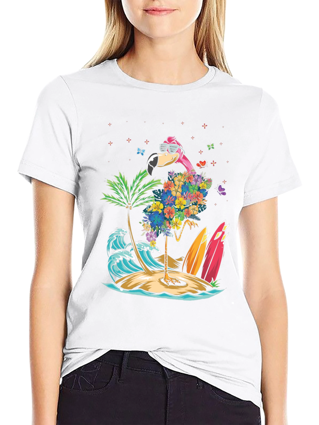 Tropical Flamingo Beach T-Shirt