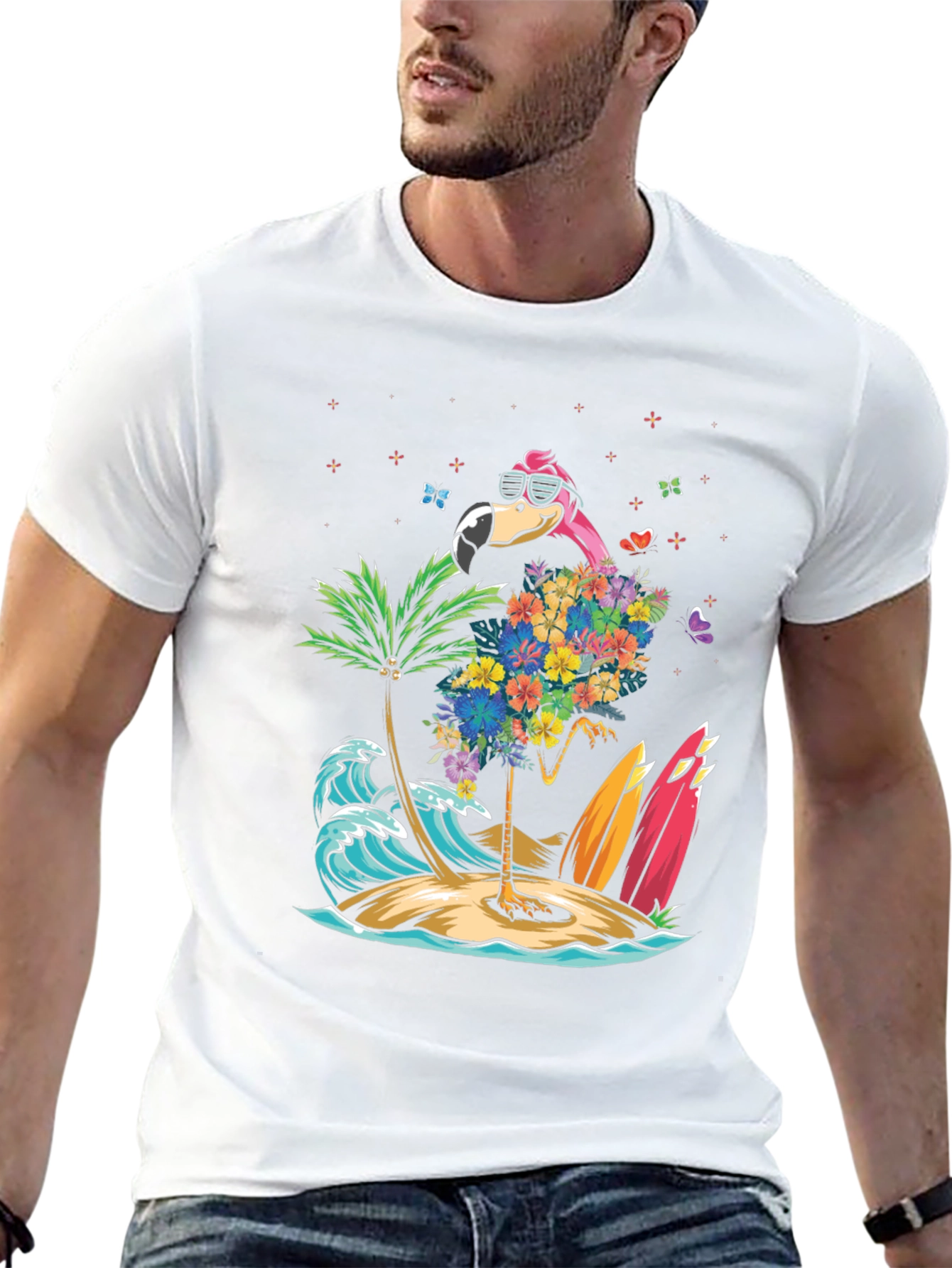 Tropical Flamingo Beach T-Shirt