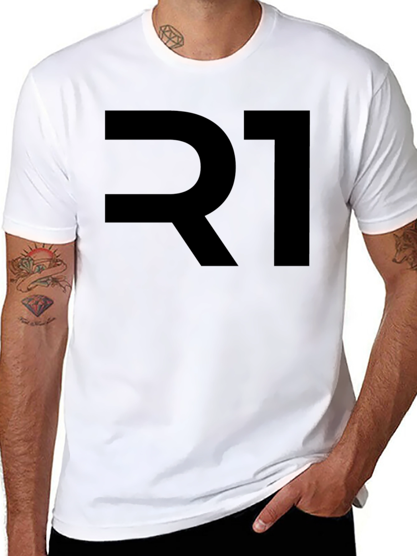 Bold R1 Graphic Tee - Stylish Mens Black T-Shirt